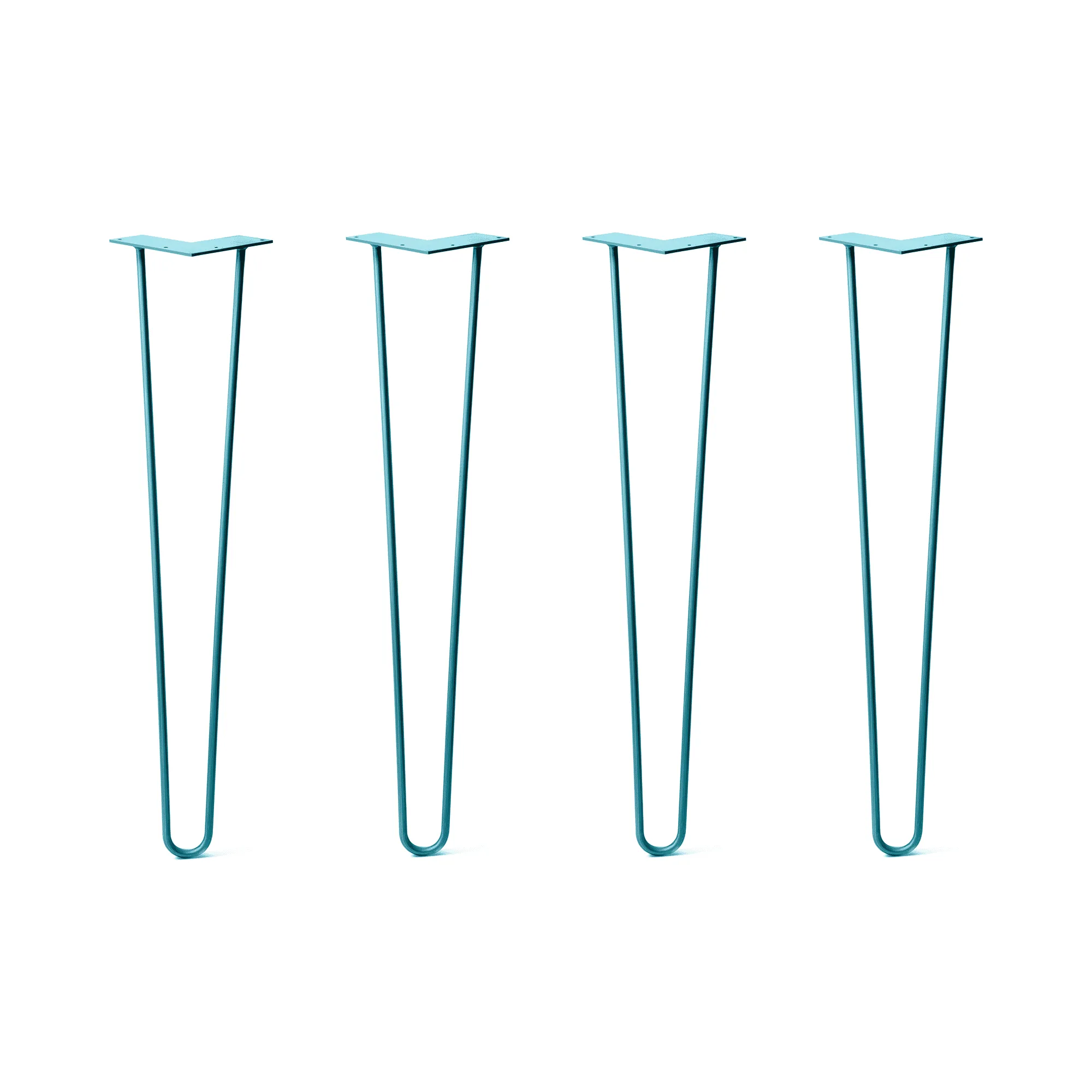 Hairpin Legs Set of 4, 2-Rod Design - Teal Powder Coated Finish