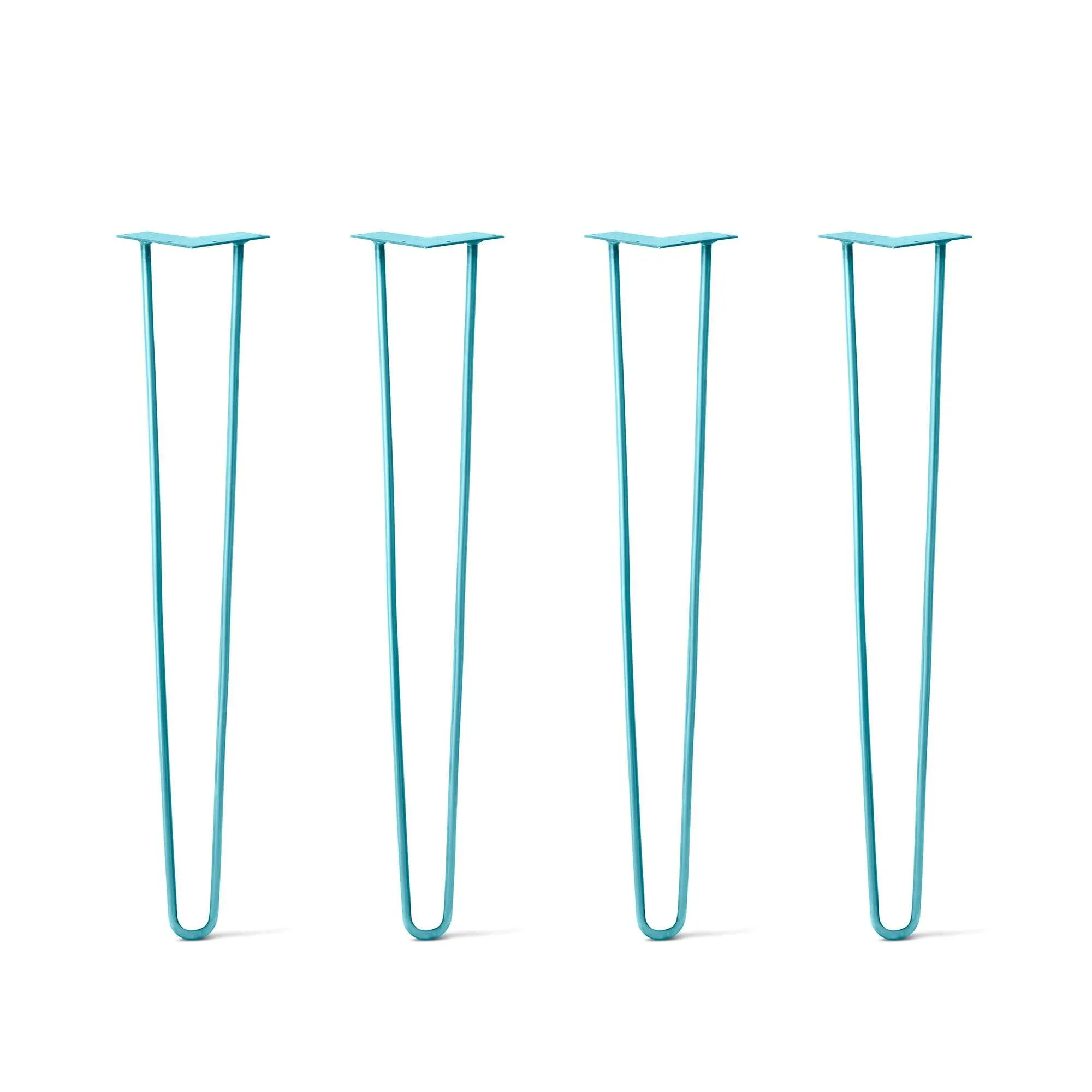 Hairpin Legs Set of 4, 2-Rod Design - Teal Powder Coated Finish