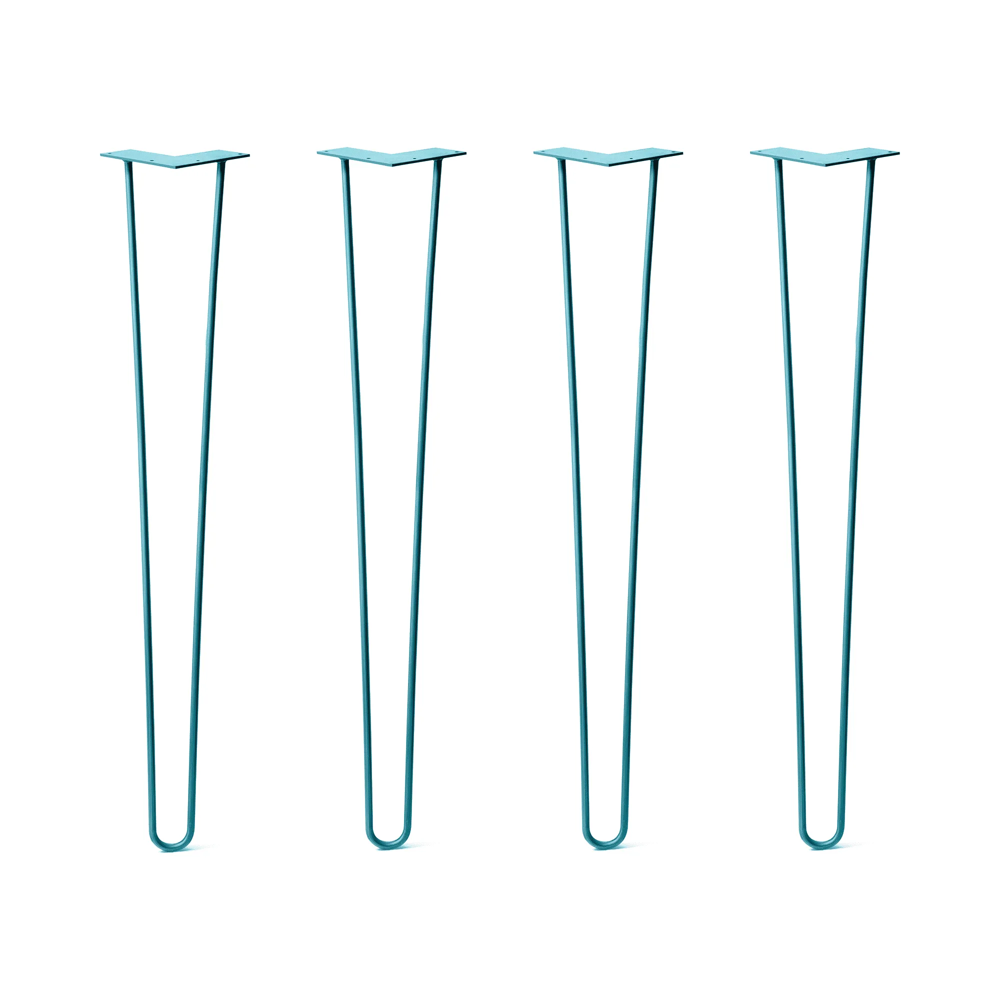 Hairpin Legs Set of 4, 2-Rod Design - Teal Powder Coated Finish