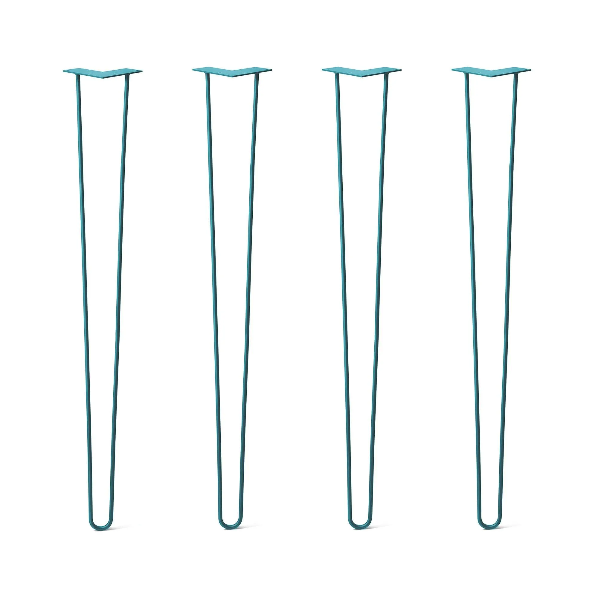 Hairpin Legs Set of 4, 2-Rod Design - Teal Powder Coated Finish