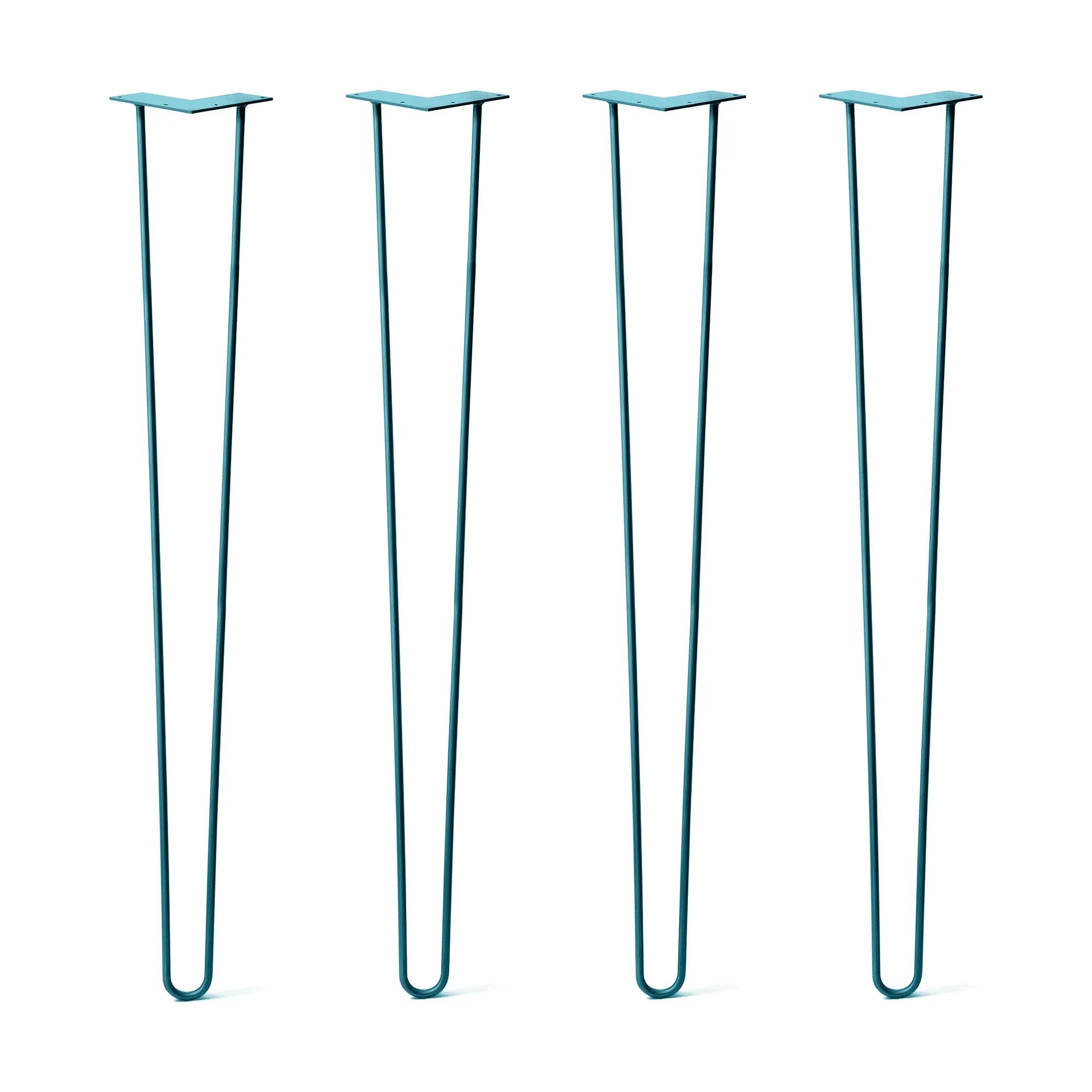 Hairpin Legs Set of 4, 2-Rod Design - Teal Powder Coated Finish