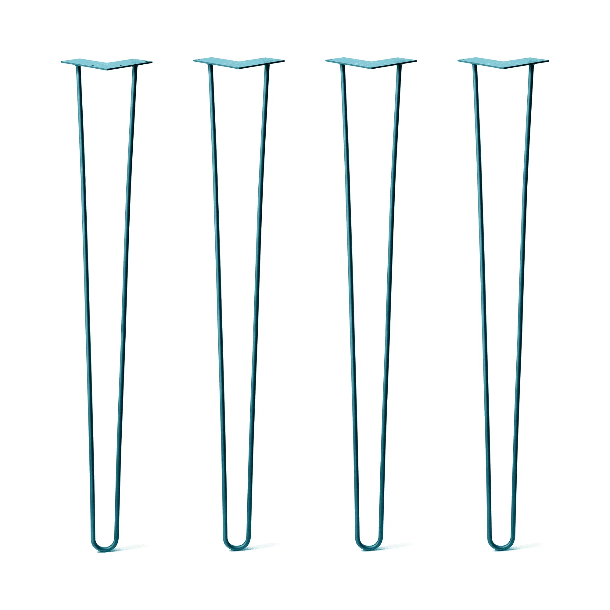 Hairpin Legs Set of 4, 2-Rod Design - Teal Powder Coated Finish