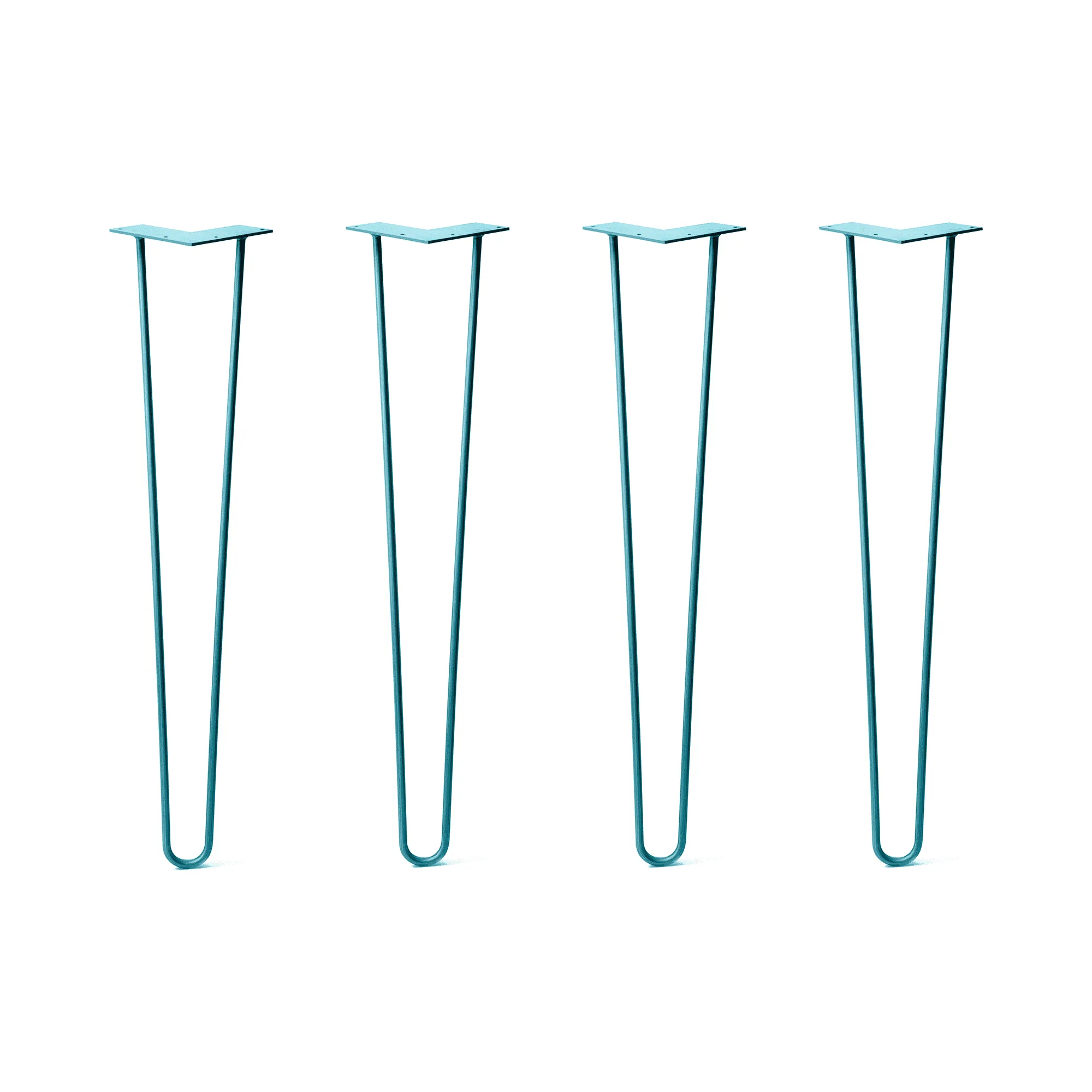 Hairpin Legs Set of 4, 2-Rod Design - Teal Powder Coated Finish