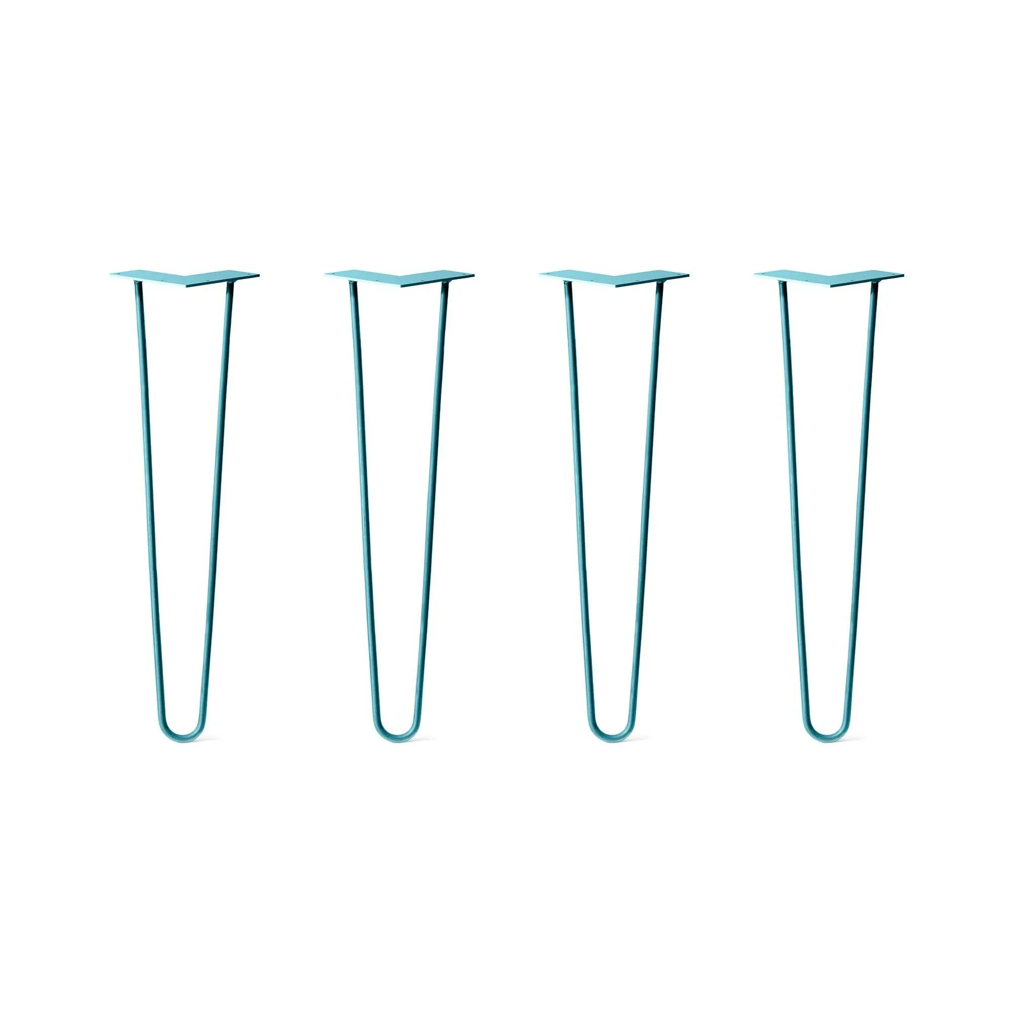 Hairpin Legs Set of 4, 2-Rod Design - Teal Powder Coated Finish