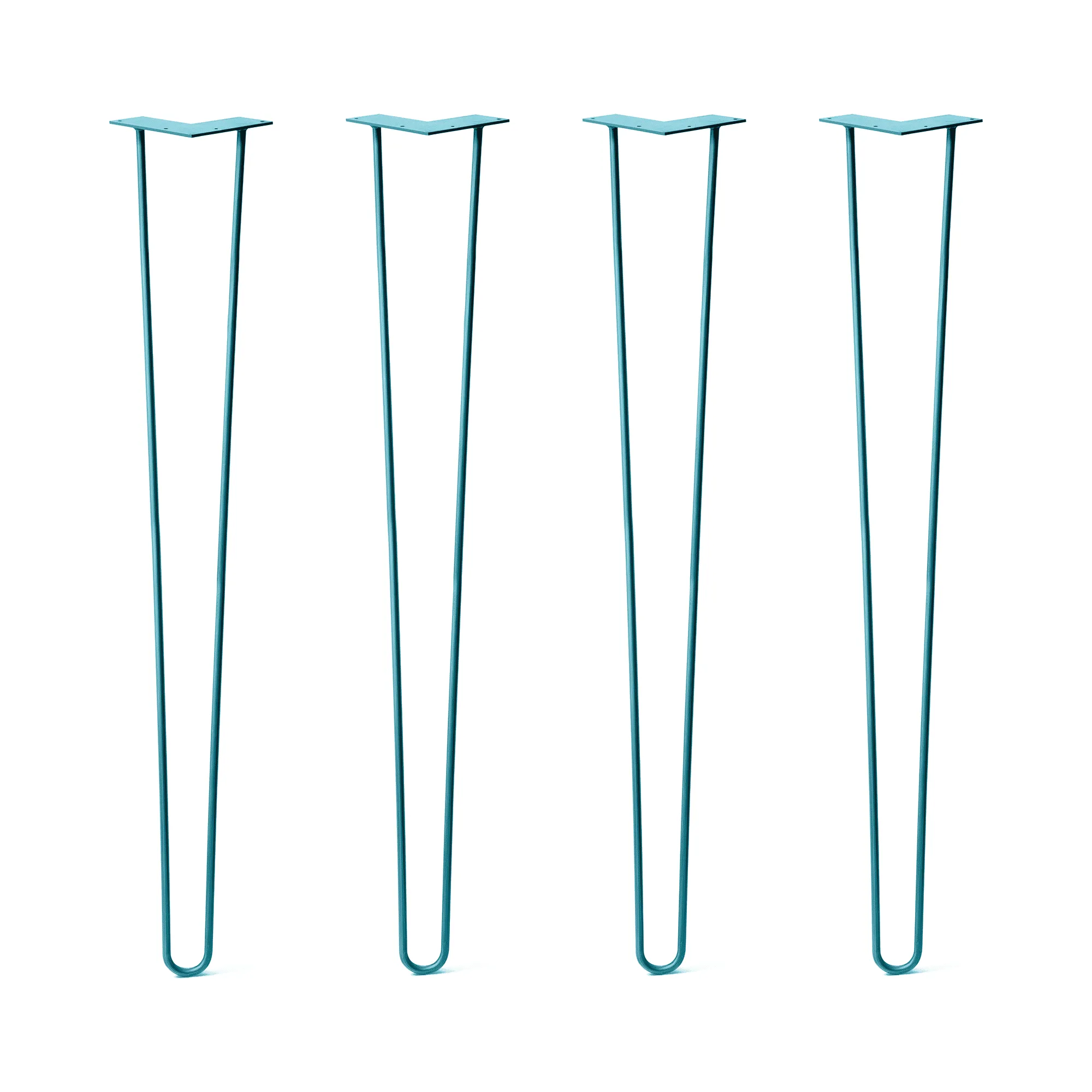 Hairpin Legs Set of 4, 2-Rod Design - Teal Powder Coated Finish