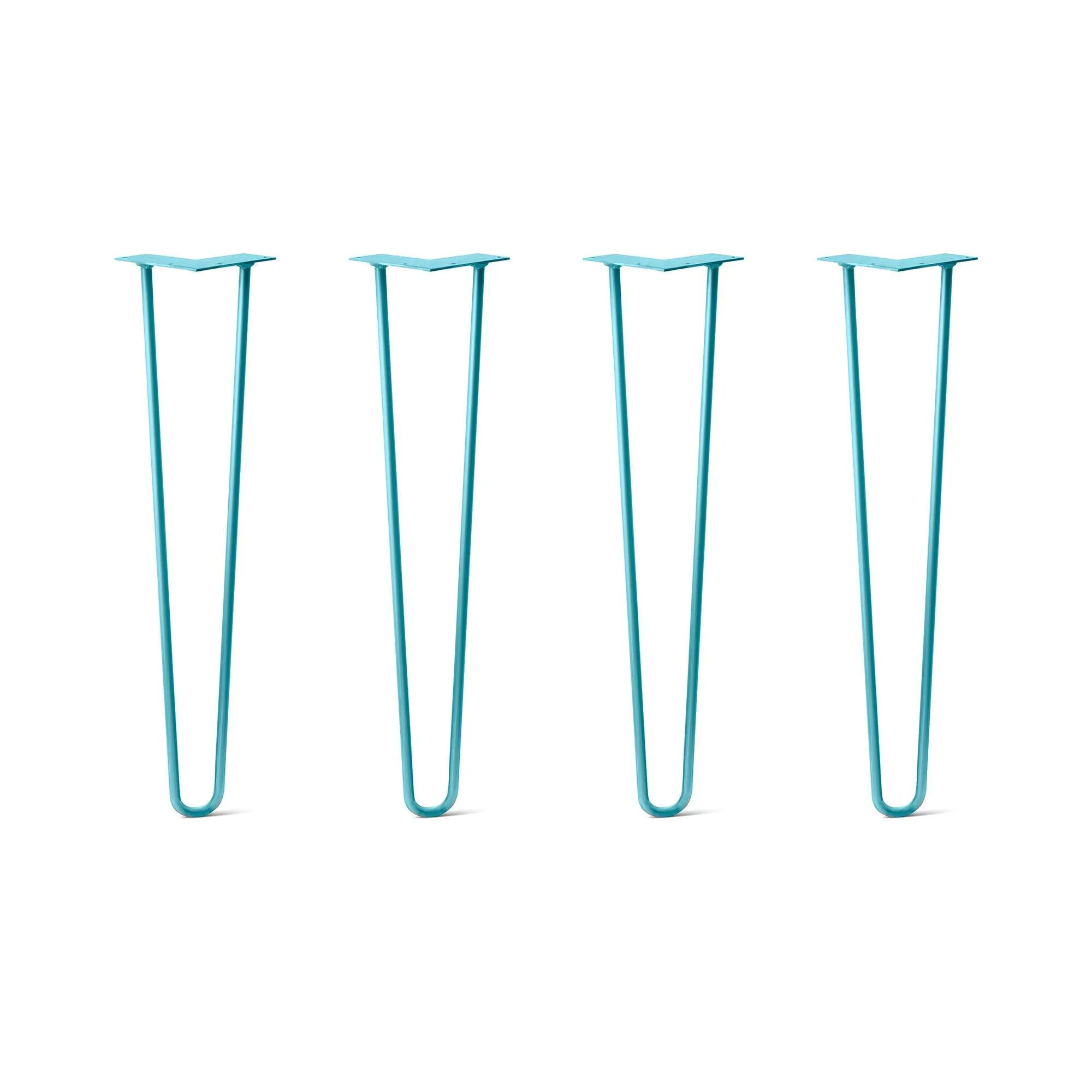 Hairpin Legs Set of 4, 2-Rod Design - Teal Powder Coated Finish