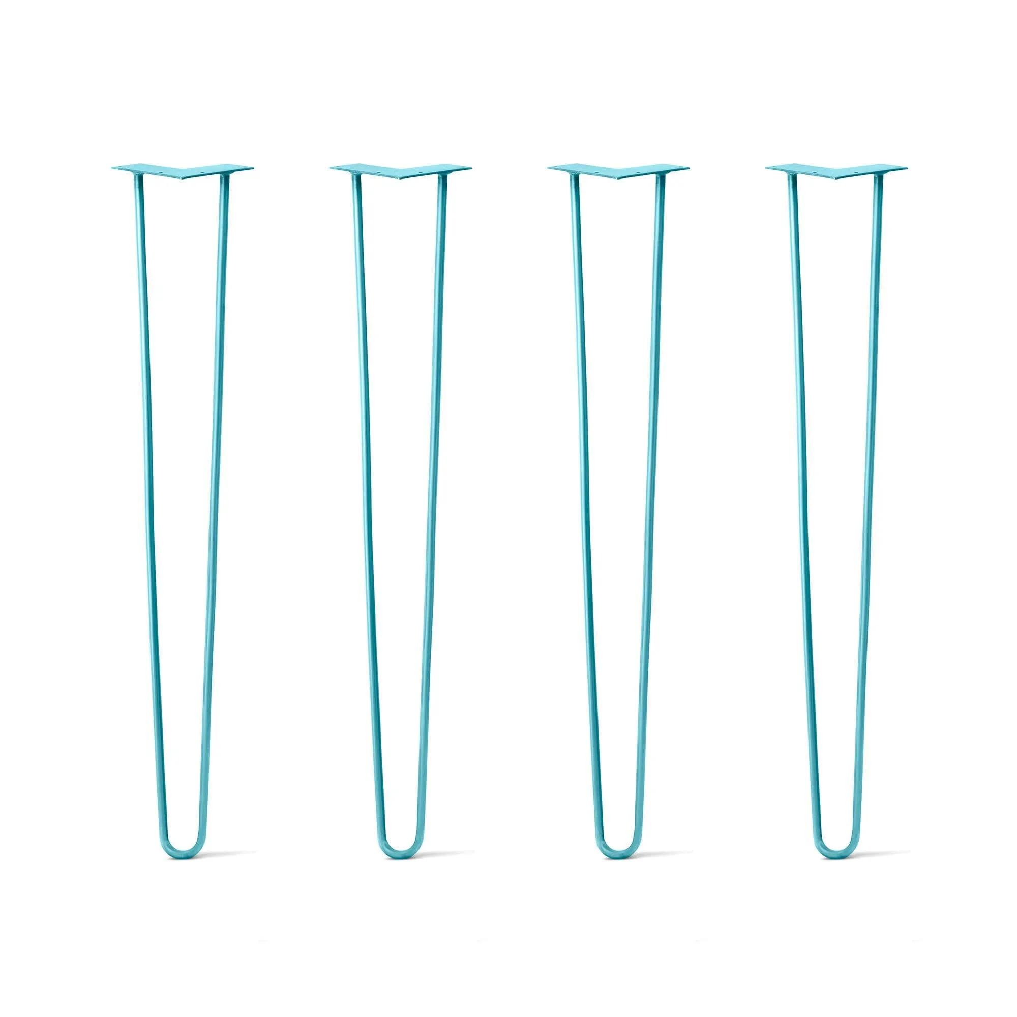 Hairpin Legs Set of 4, 2-Rod Design - Teal Powder Coated Finish