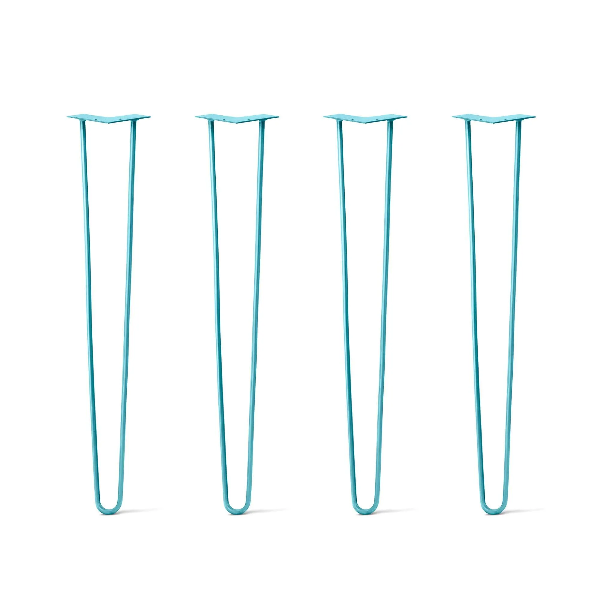 Hairpin Legs Set of 4, 2-Rod Design - Teal Powder Coated Finish