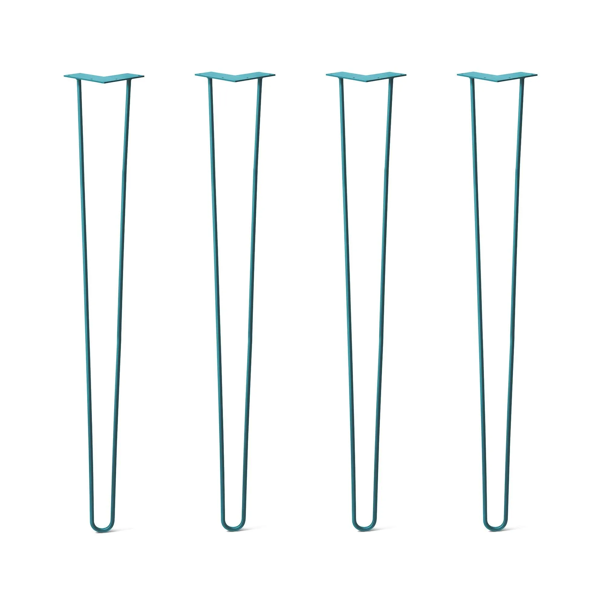 Hairpin Legs Set of 4, 2-Rod Design - Teal Powder Coated Finish