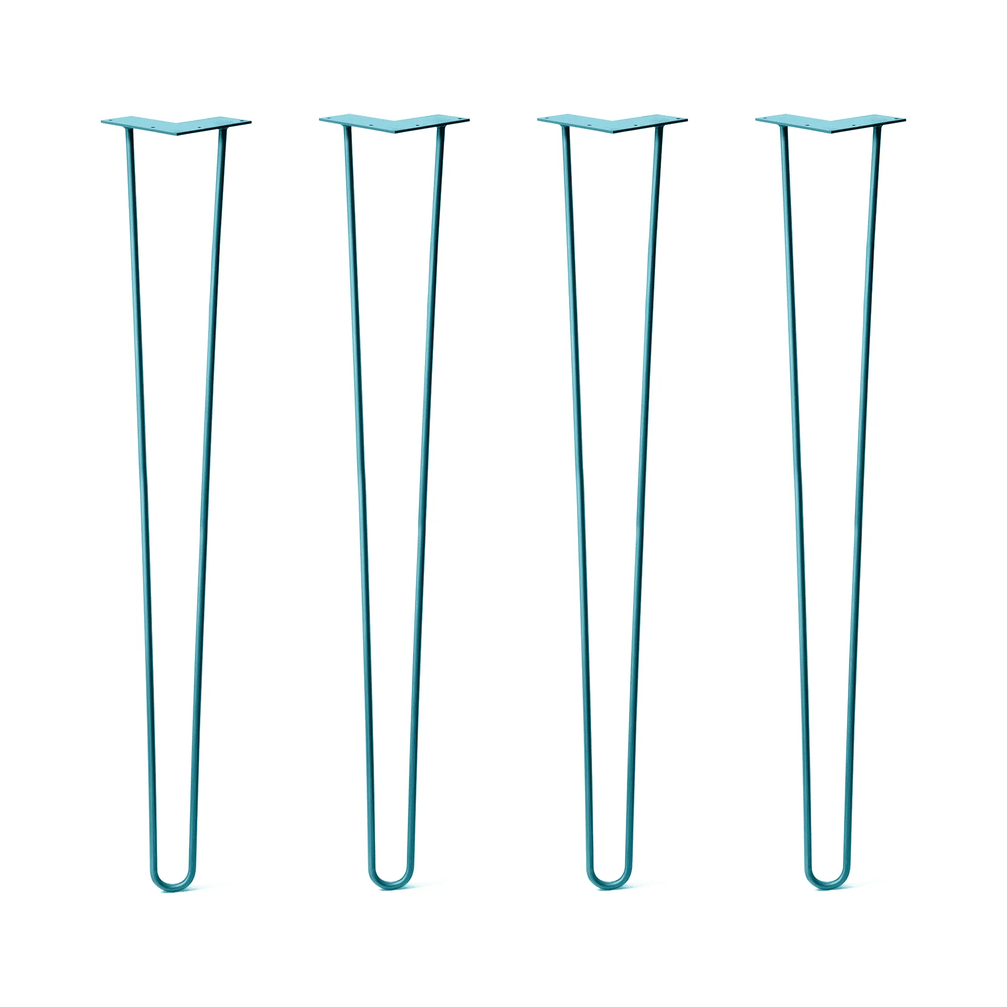 Hairpin Legs Set of 4, 2-Rod Design - Teal Powder Coated Finish