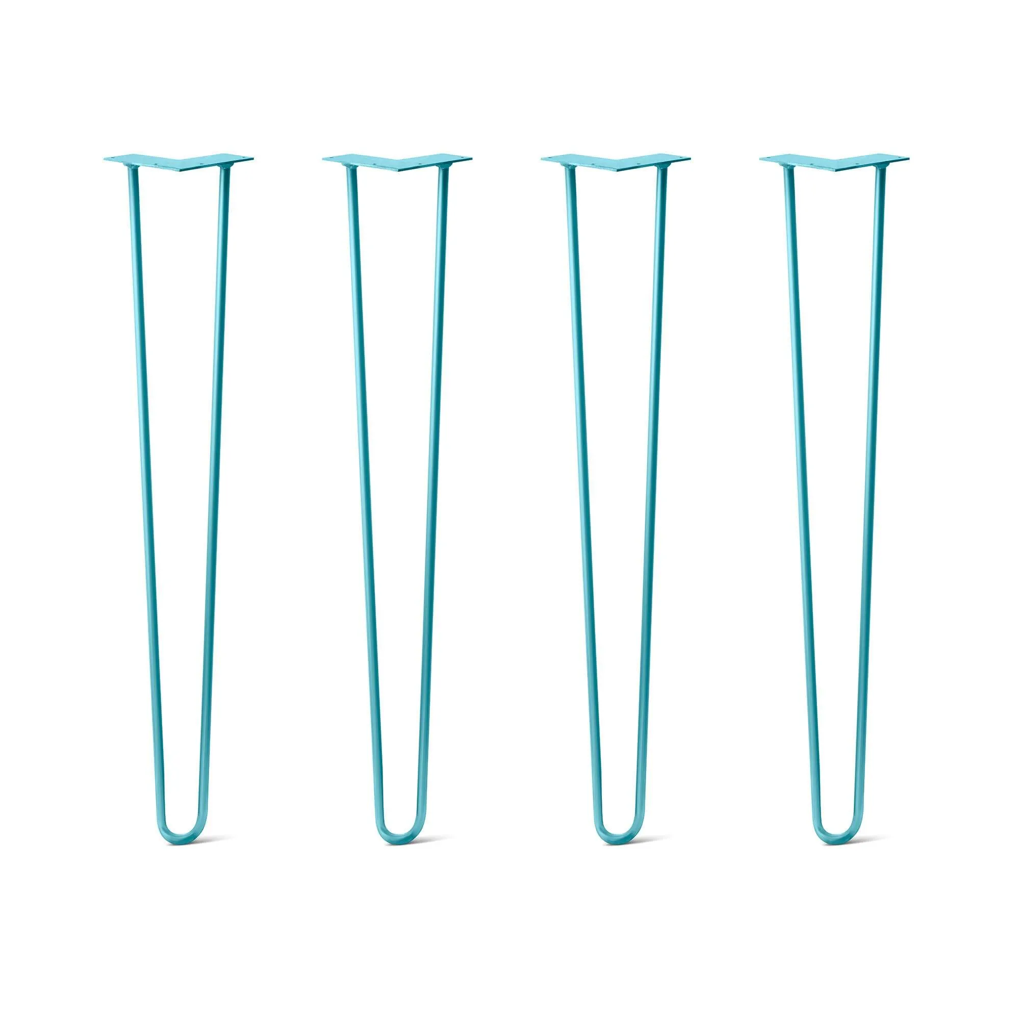 Hairpin Legs Set of 4, 2-Rod Design - Teal Powder Coated Finish