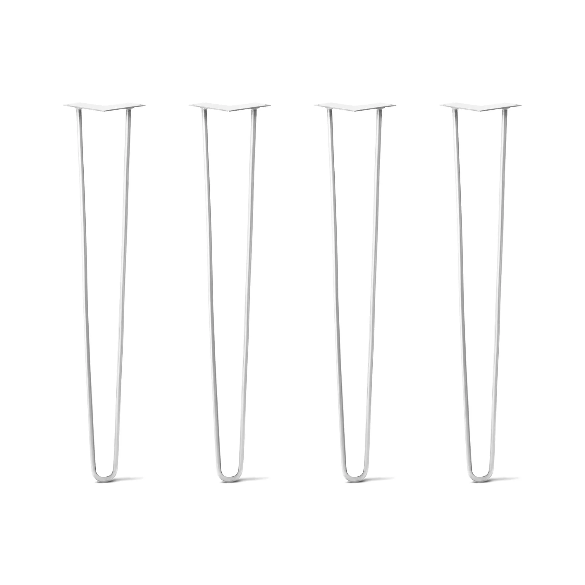 Hairpin Legs Set of 4, 2-Rod Design - White Powder Coated Finish