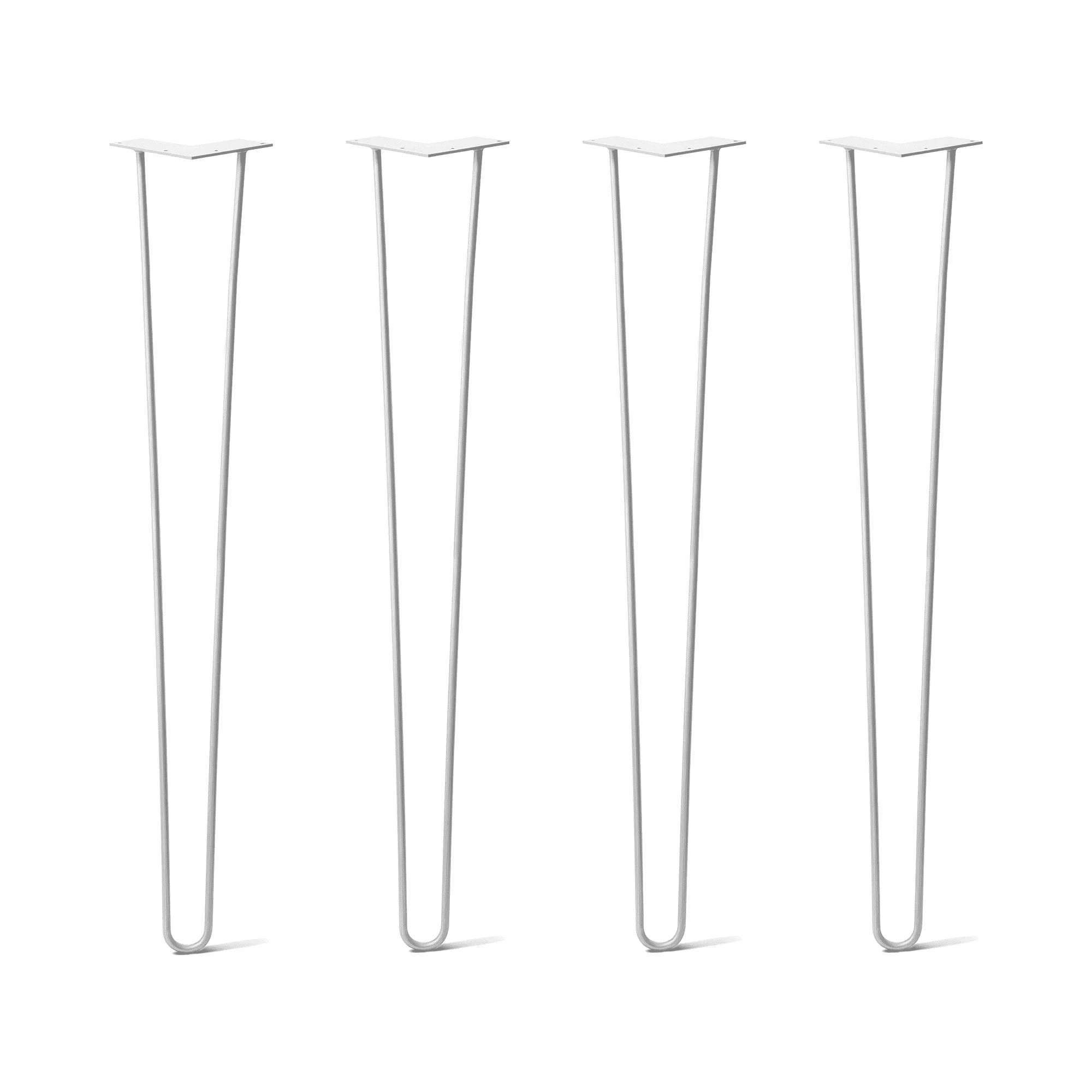 Hairpin Legs Set of 4, 2-Rod Design - White Powder Coated Finish