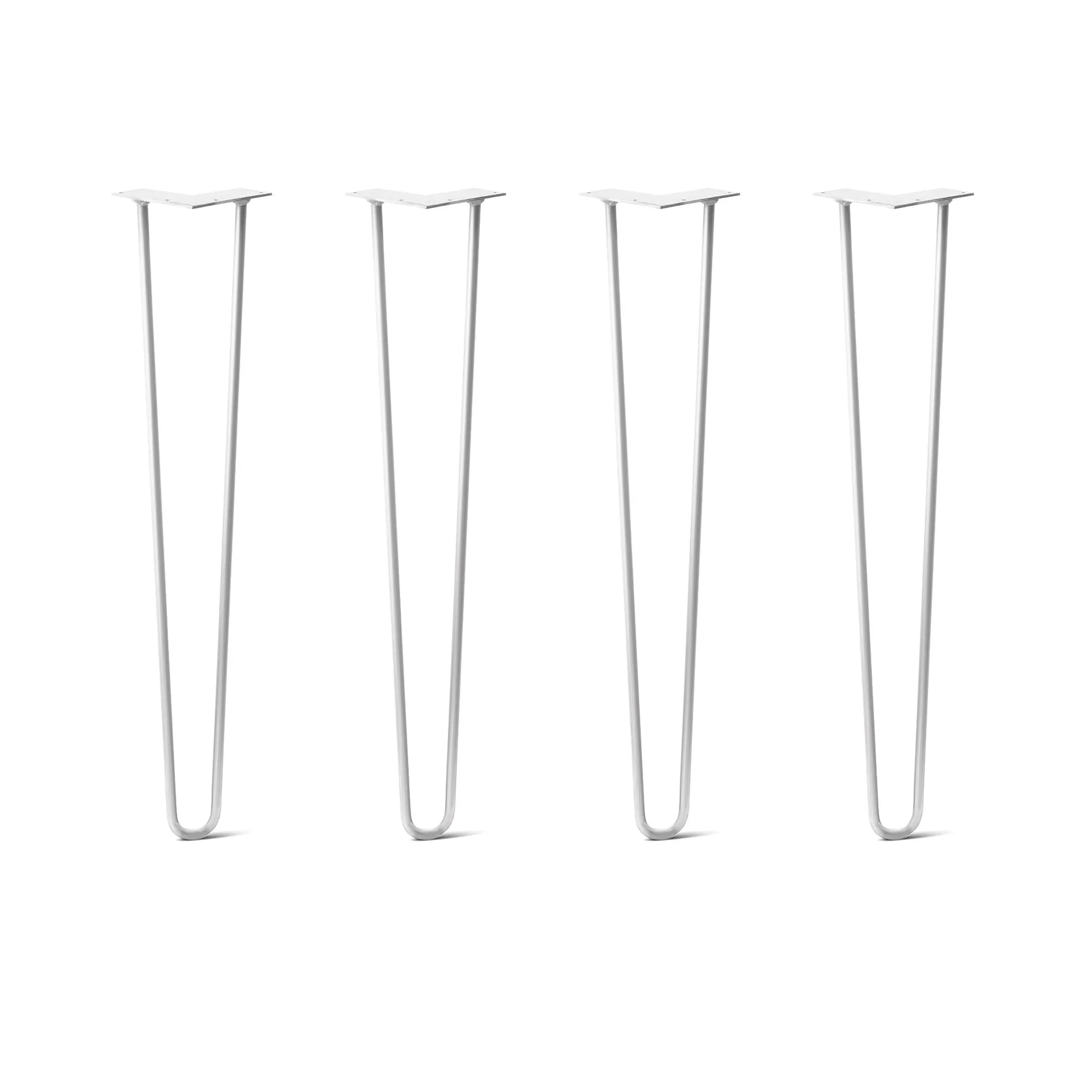 Hairpin Legs Set of 4, 2-Rod Design - White Powder Coated Finish