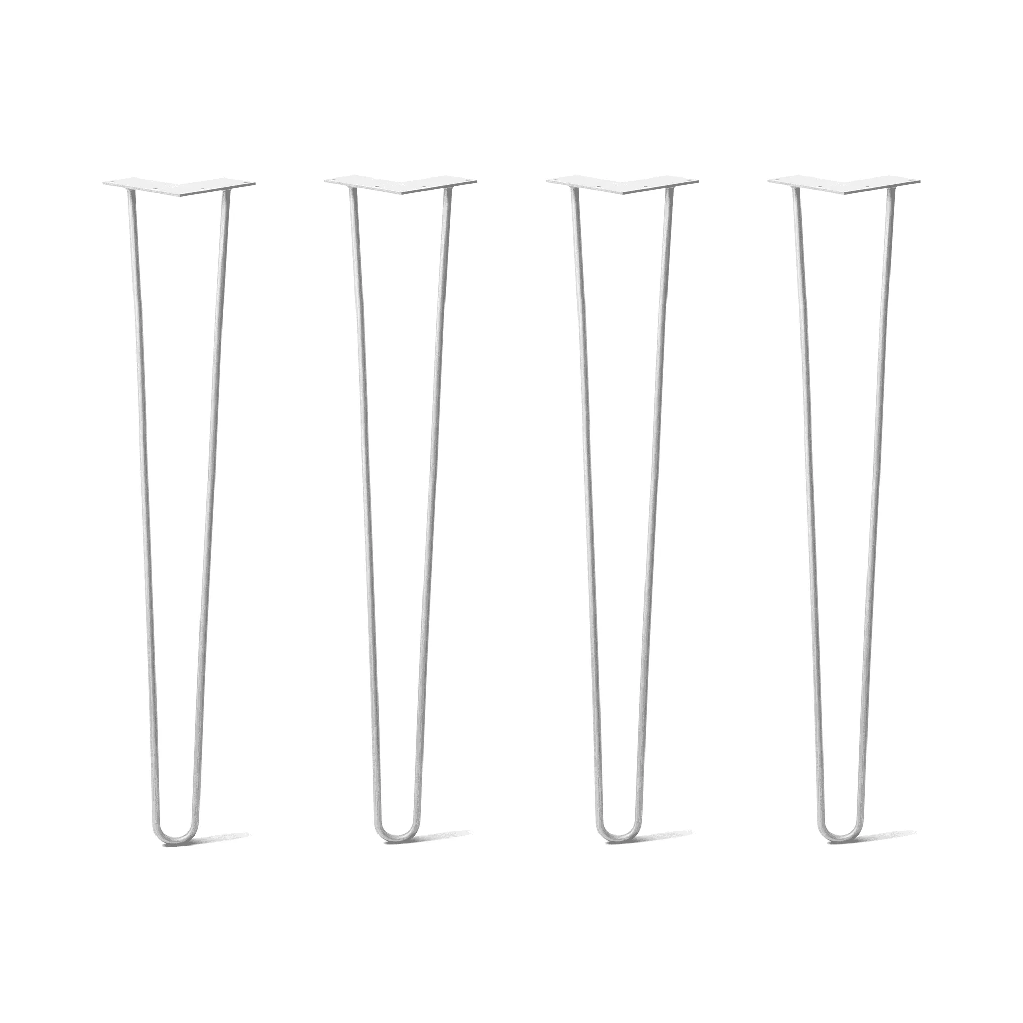 Hairpin Legs Set of 4, 2-Rod Design - White Powder Coated Finish