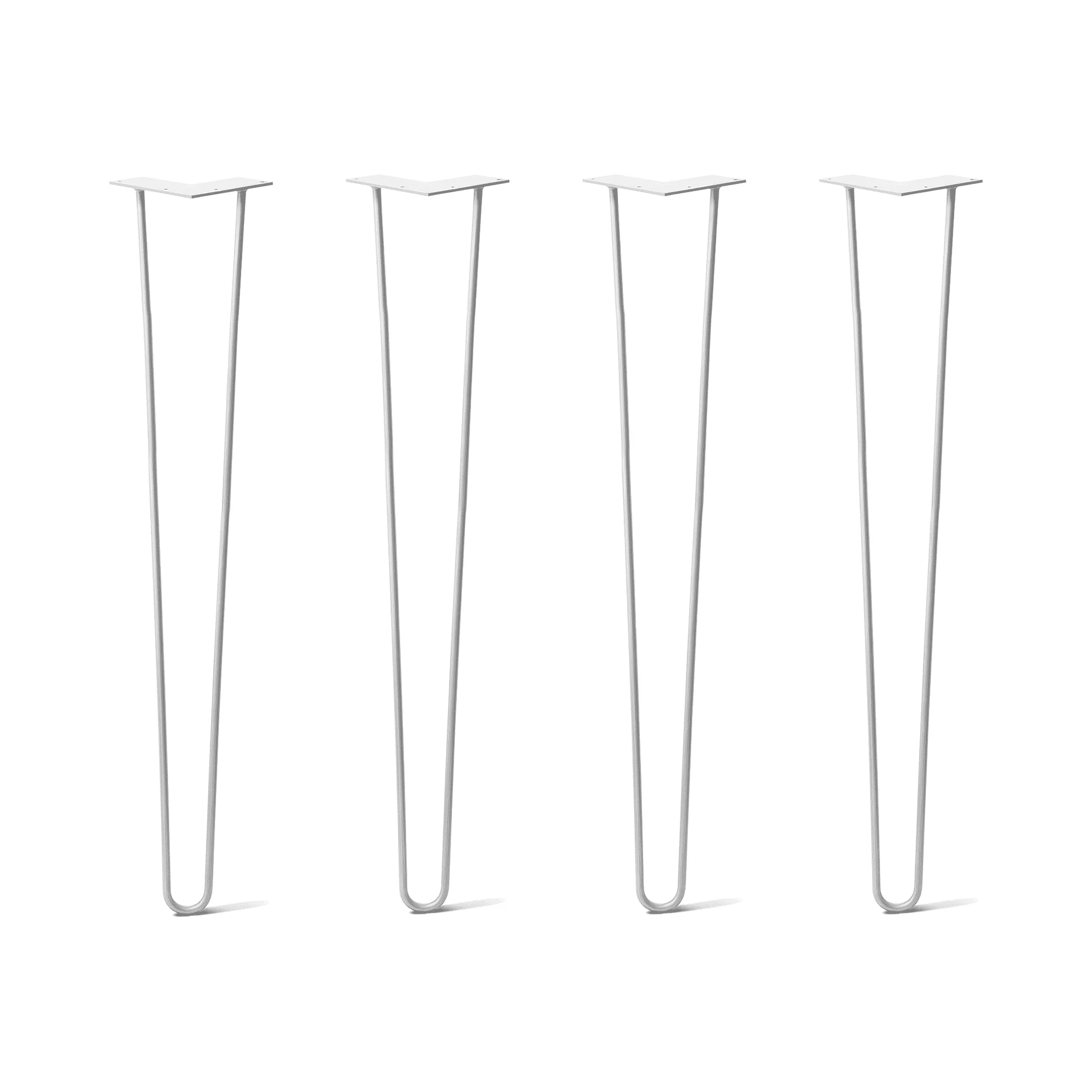 Hairpin Legs Set of 4, 2-Rod Design - White Powder Coated Finish