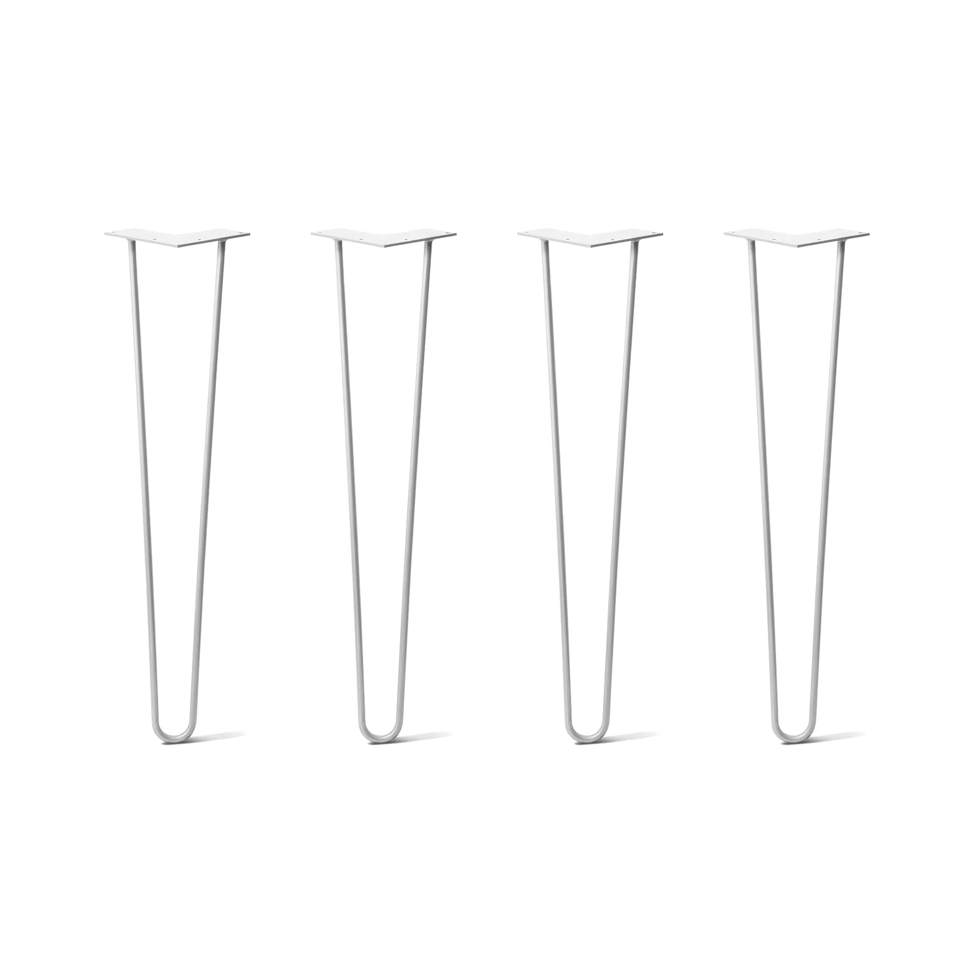 Hairpin Legs Set of 4, 2-Rod Design - White Powder Coated Finish