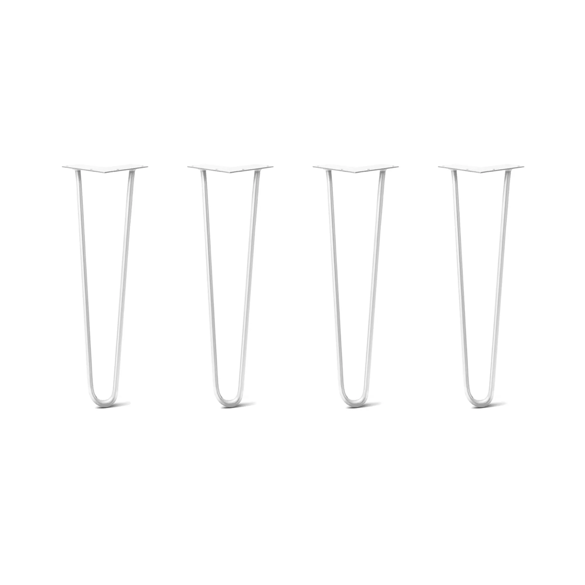 Hairpin Legs Set of 4, 2-Rod Design - White Powder Coated Finish