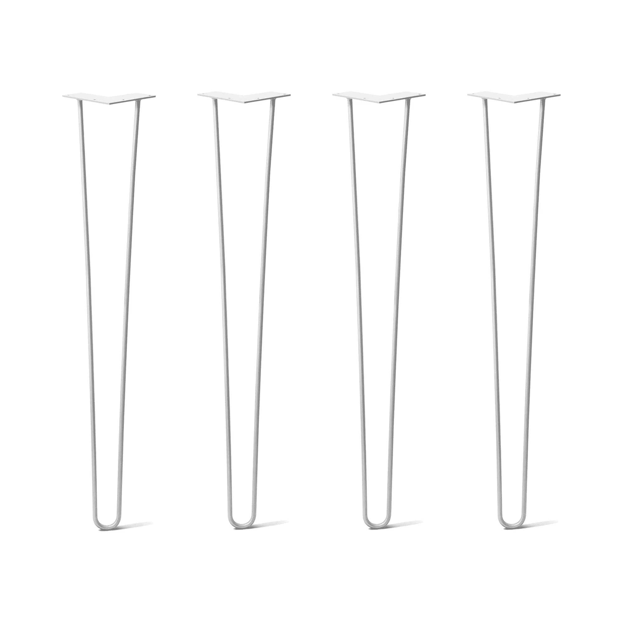 Hairpin Legs Set of 4, 2-Rod Design - White Powder Coated Finish