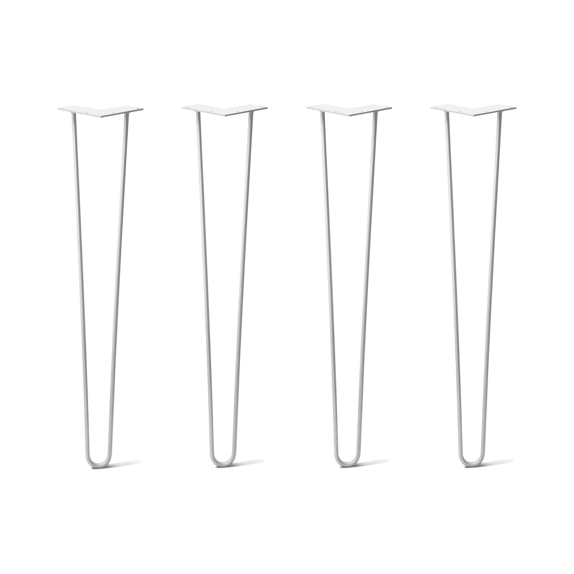 Hairpin Legs Set of 4, 2-Rod Design - White Powder Coated Finish