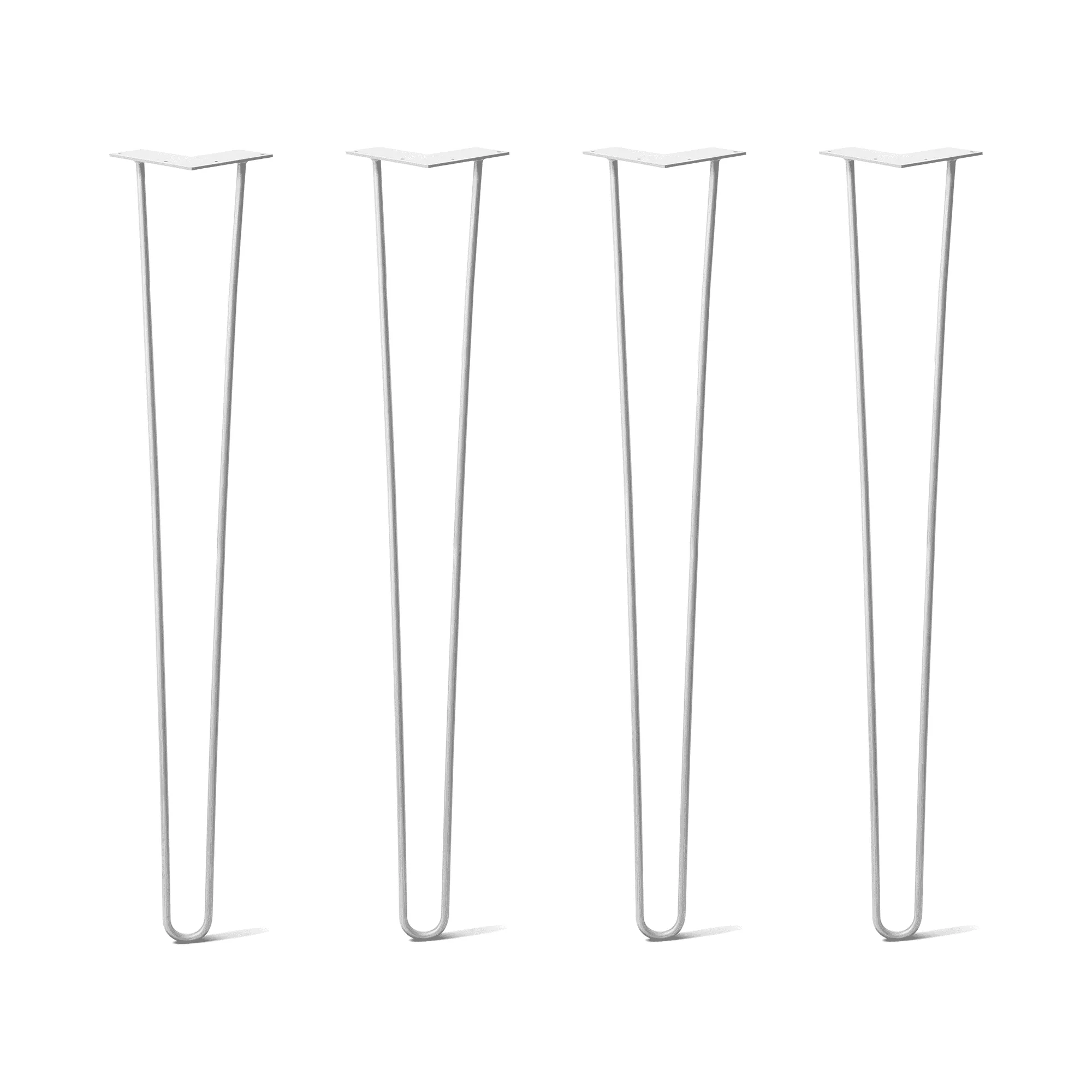 Hairpin Legs Set of 4, 2-Rod Design - White Powder Coated Finish