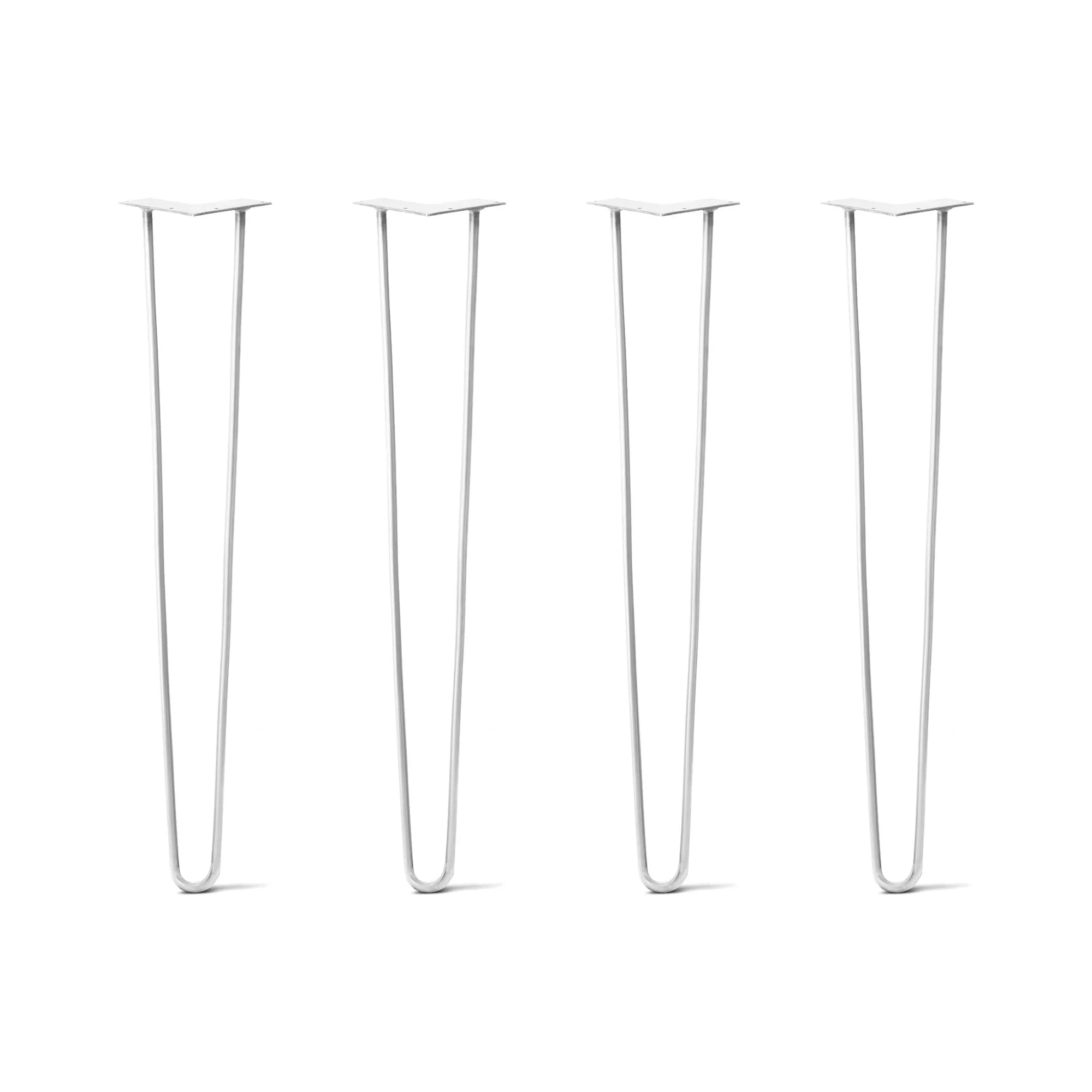 Hairpin Legs Set of 4, 2-Rod Design - White Powder Coated Finish