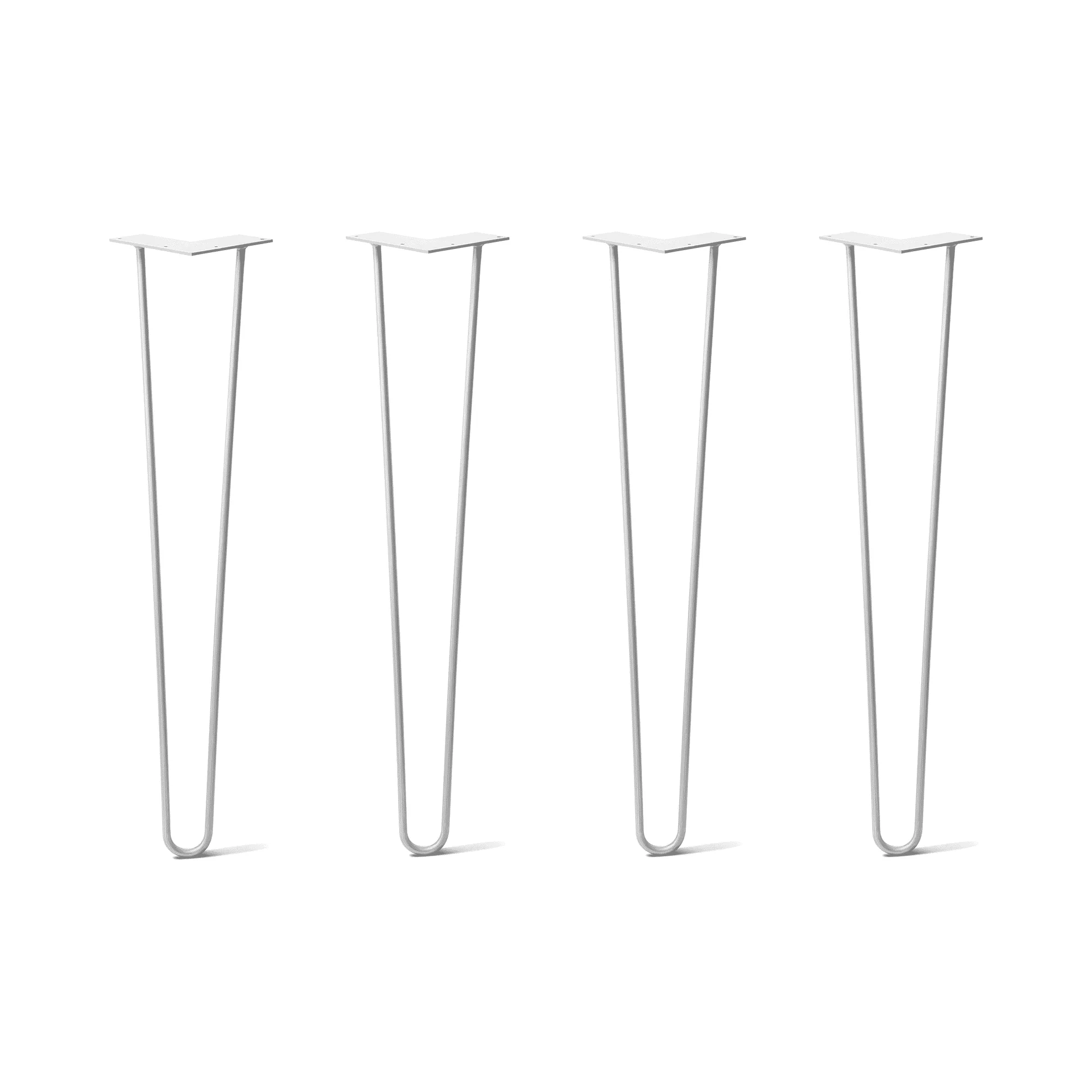 Hairpin Legs Set of 4, 2-Rod Design - White Powder Coated Finish