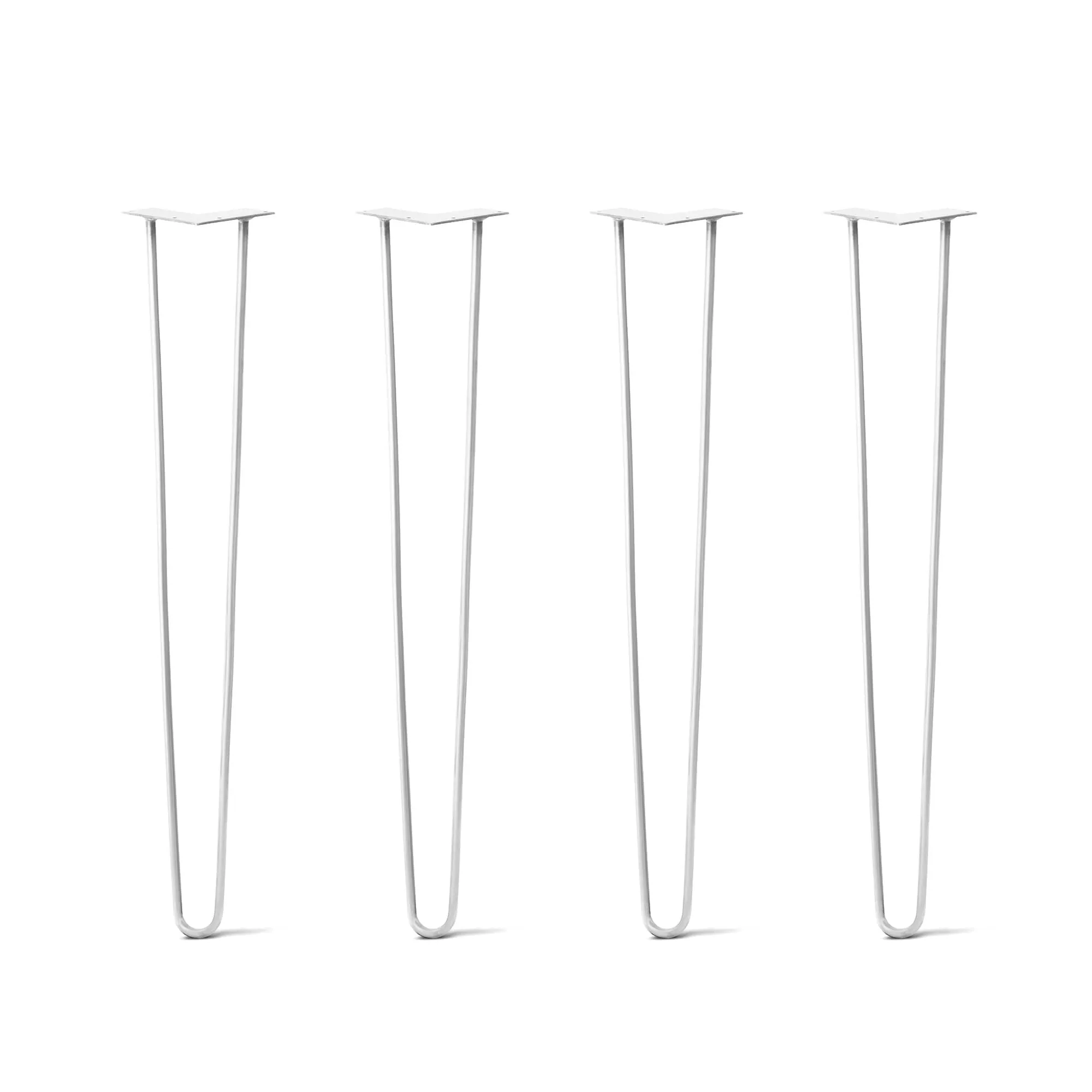 Hairpin Legs Set of 4, 2-Rod Design - White Powder Coated Finish