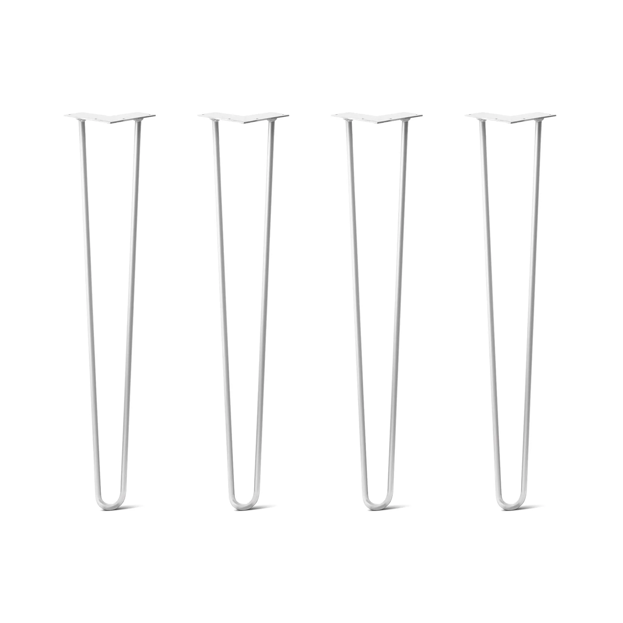 Hairpin Legs Set of 4, 2-Rod Design - White Powder Coated Finish