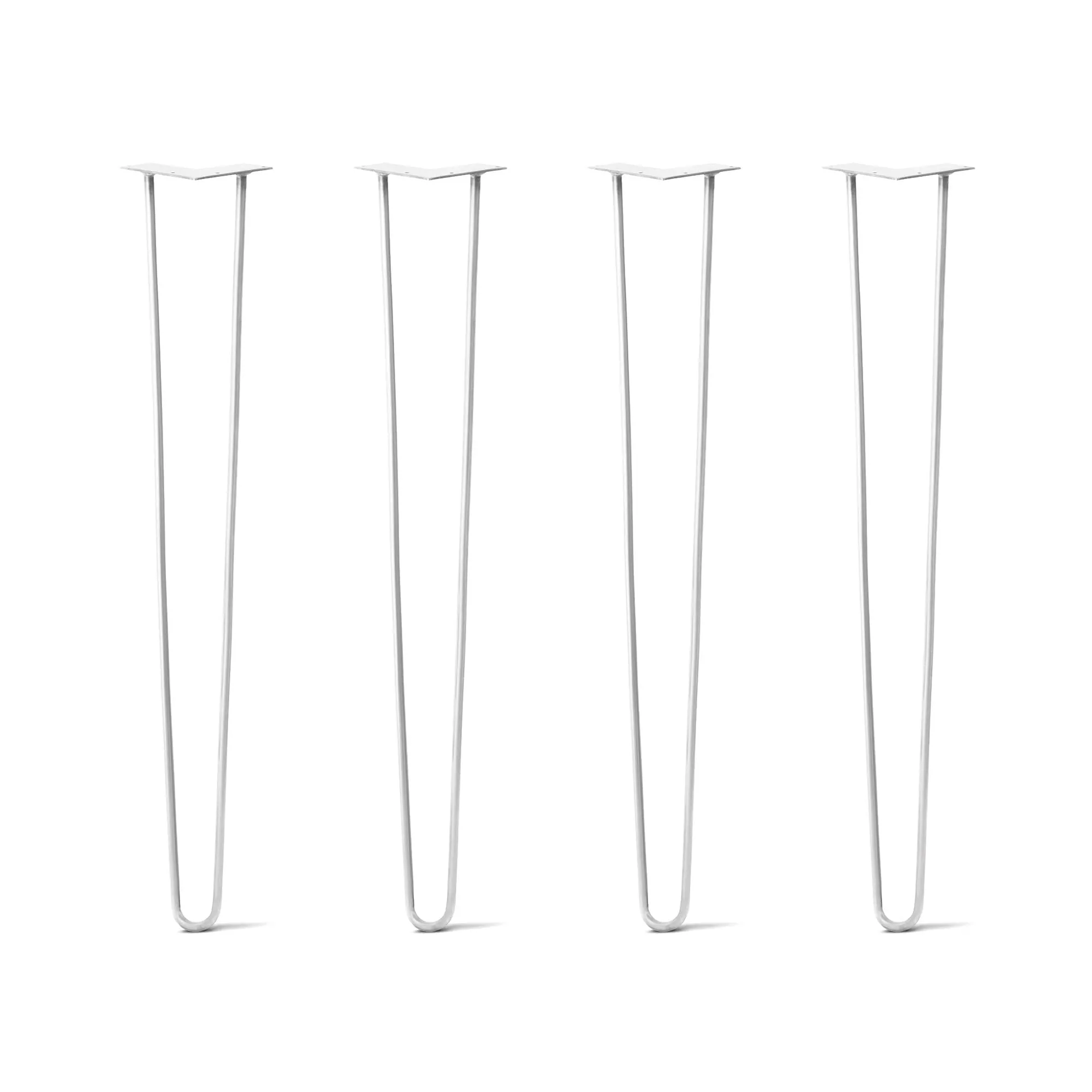 Hairpin Legs Set of 4, 2-Rod Design - White Powder Coated Finish