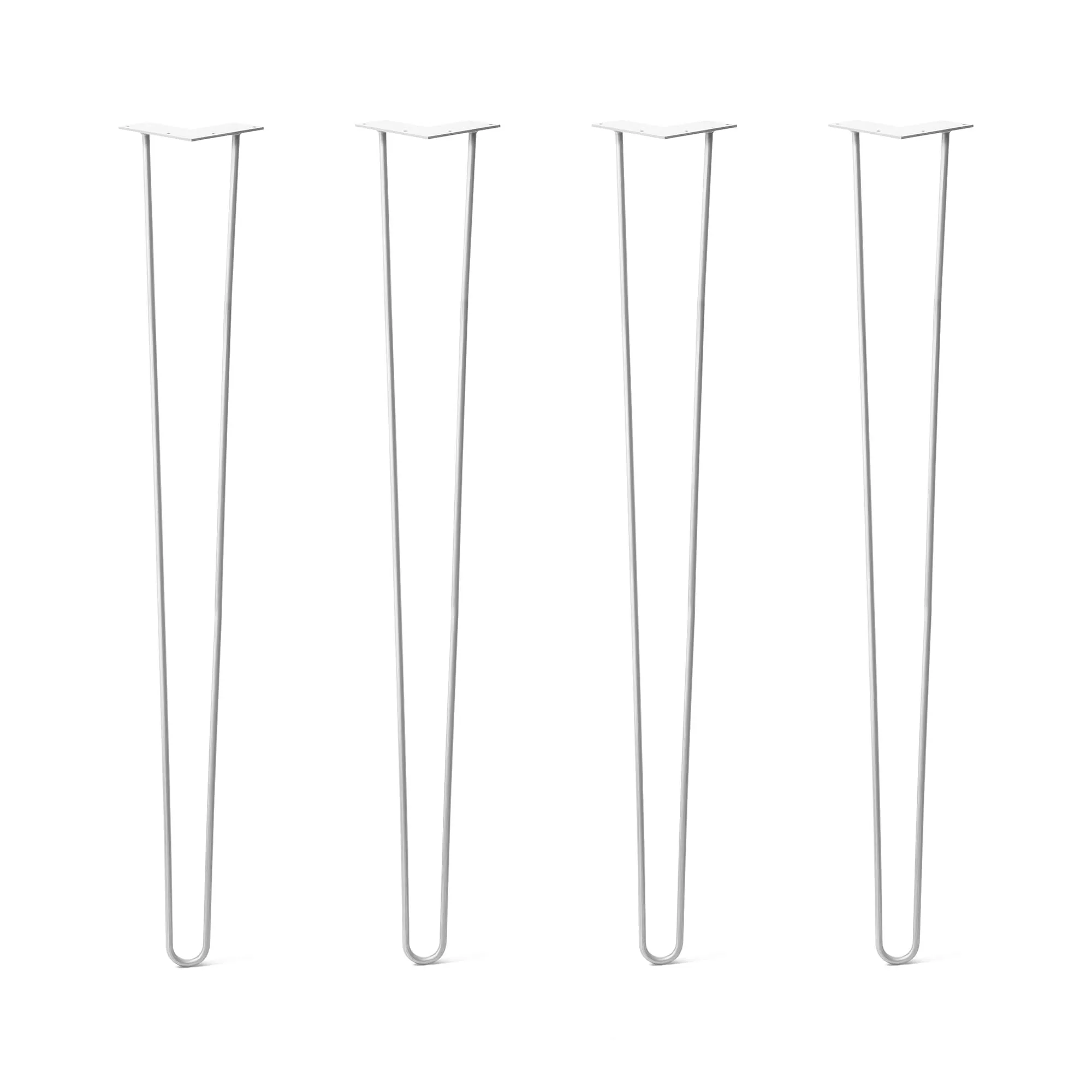 Hairpin Legs Set of 4, 2-Rod Design - White Powder Coated Finish