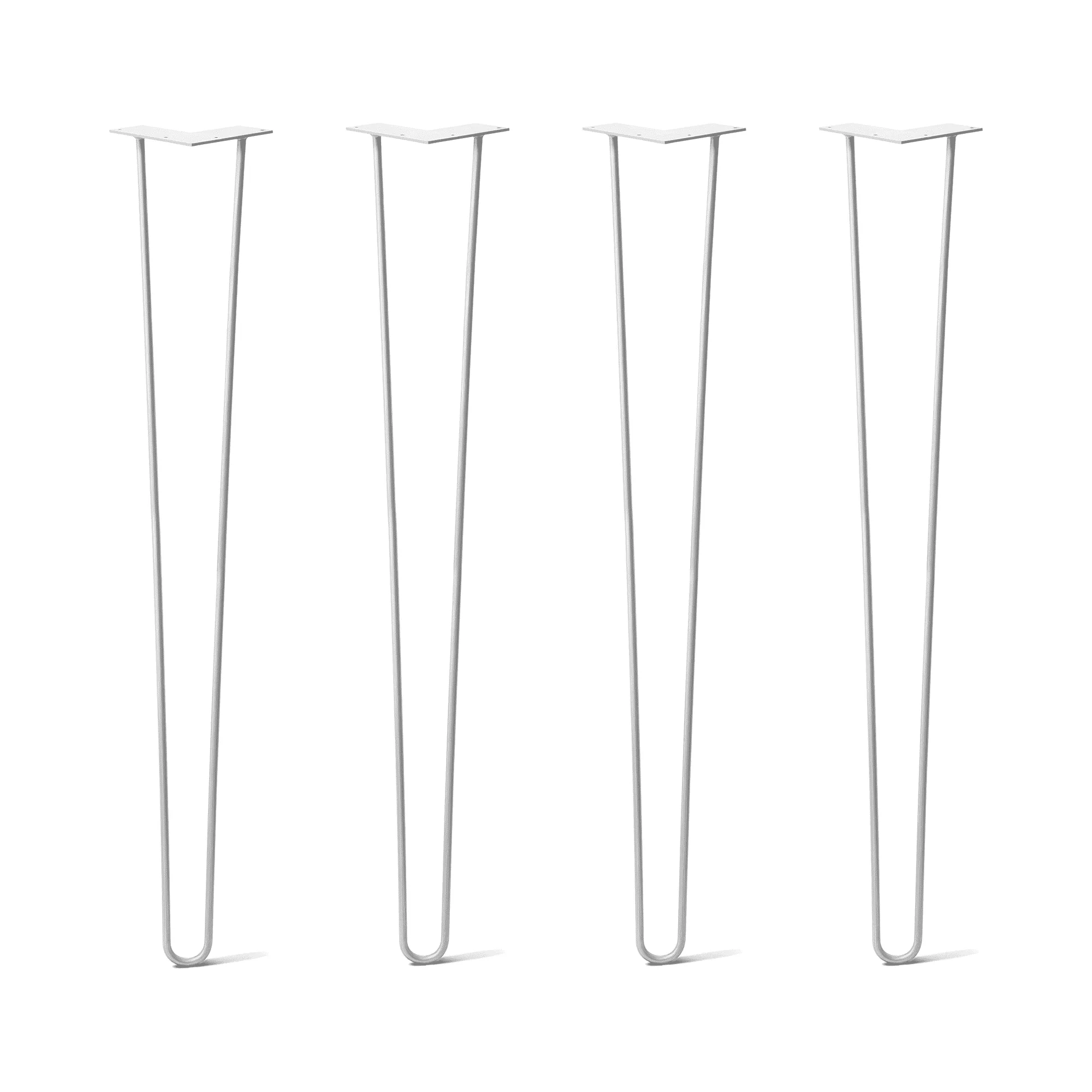 Hairpin Legs Set of 4, 2-Rod Design - White Powder Coated Finish