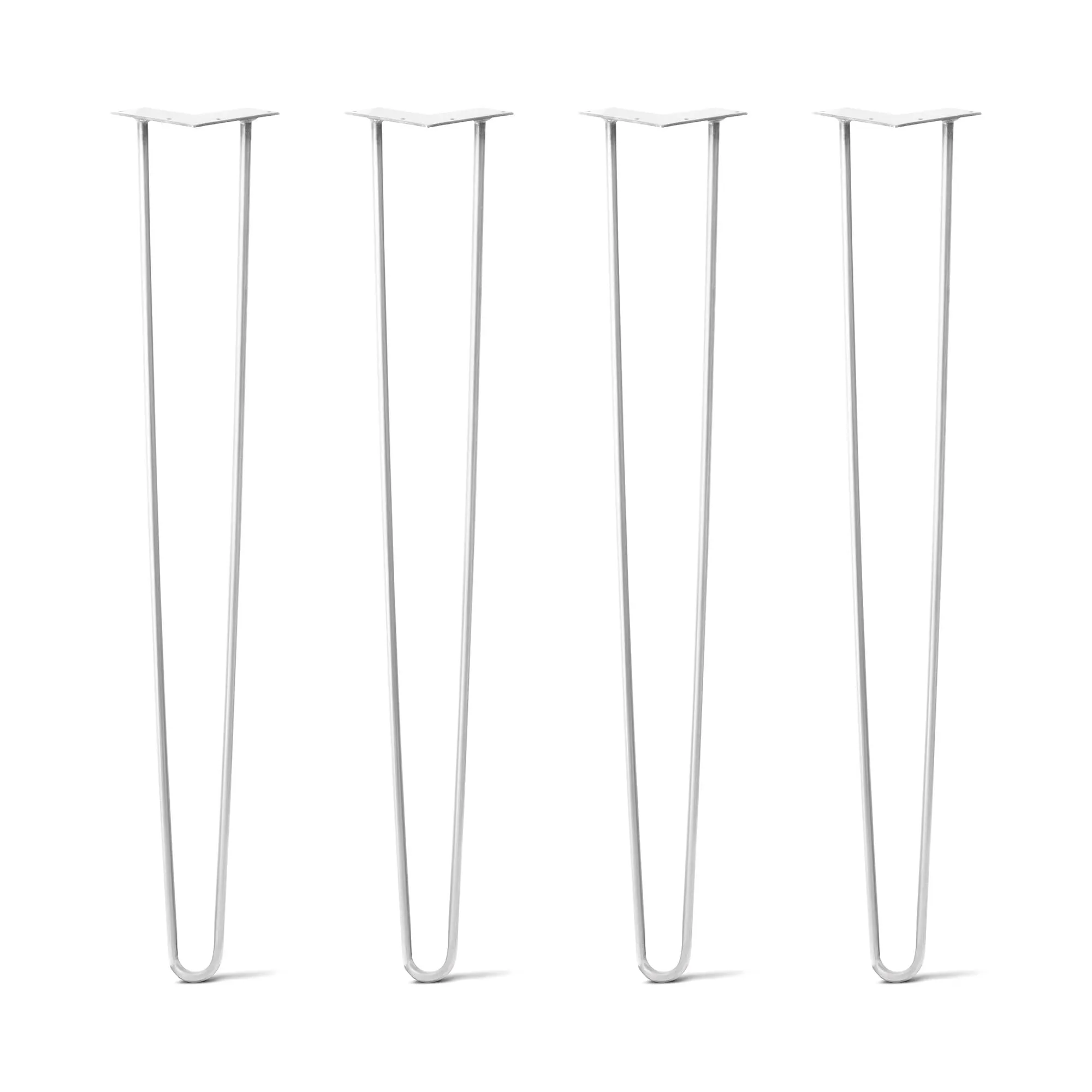 Hairpin Legs Set of 4, 2-Rod Design - White Powder Coated Finish