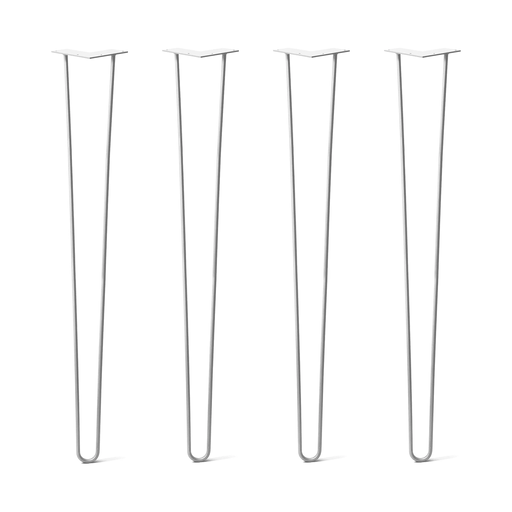 Hairpin Legs Set of 4, 2-Rod Design - White Powder Coated Finish