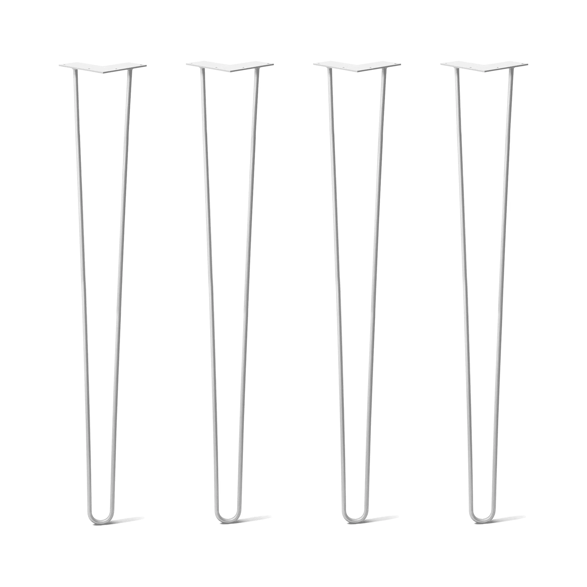 Hairpin Legs Set of 4, 2-Rod Design - White Powder Coated Finish