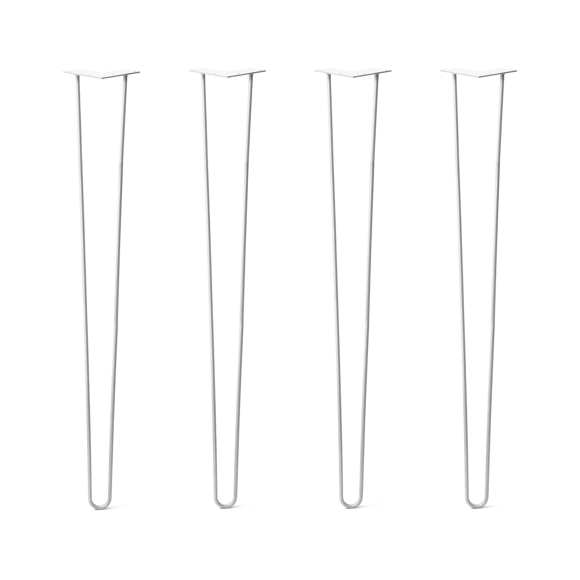 Hairpin Legs Set of 4, 2-Rod Design - White Powder Coated Finish