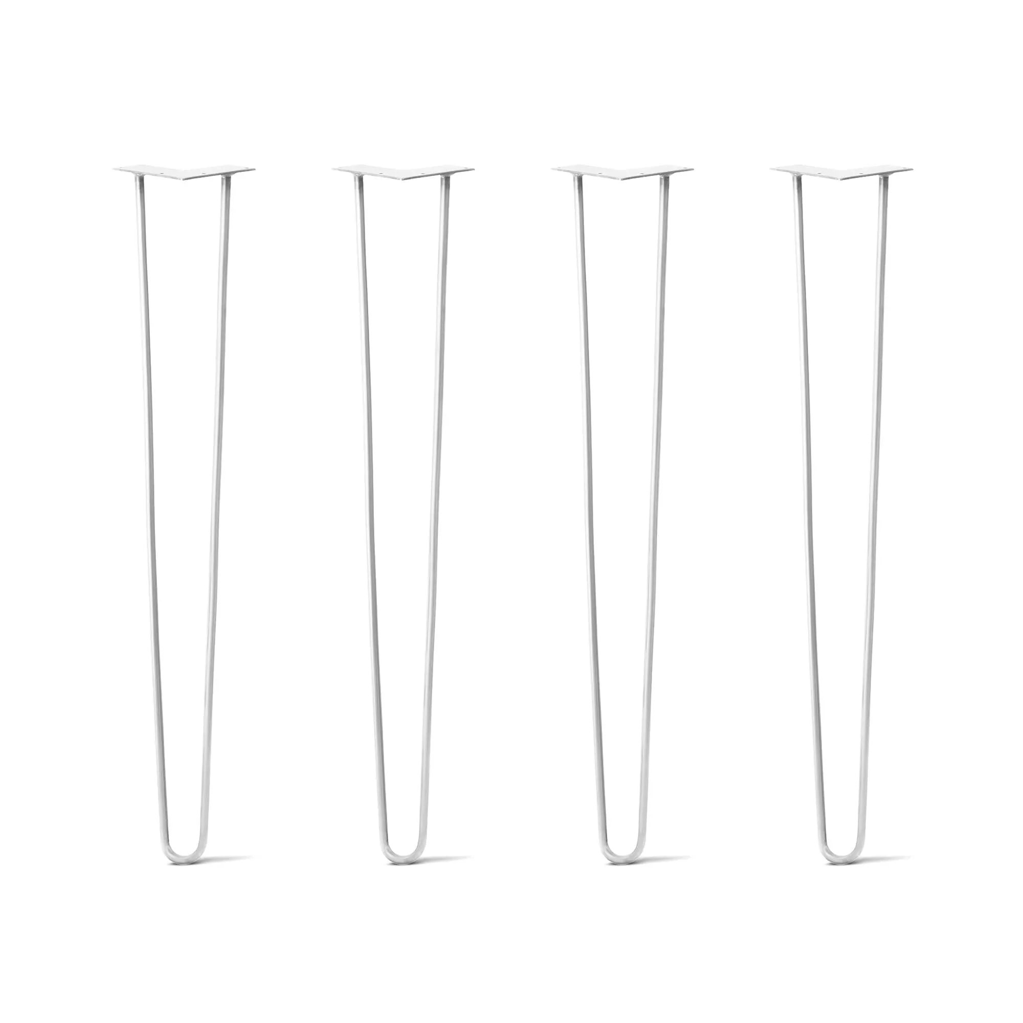 Hairpin Legs Set of 4, 2-Rod Design - White Powder Coated Finish