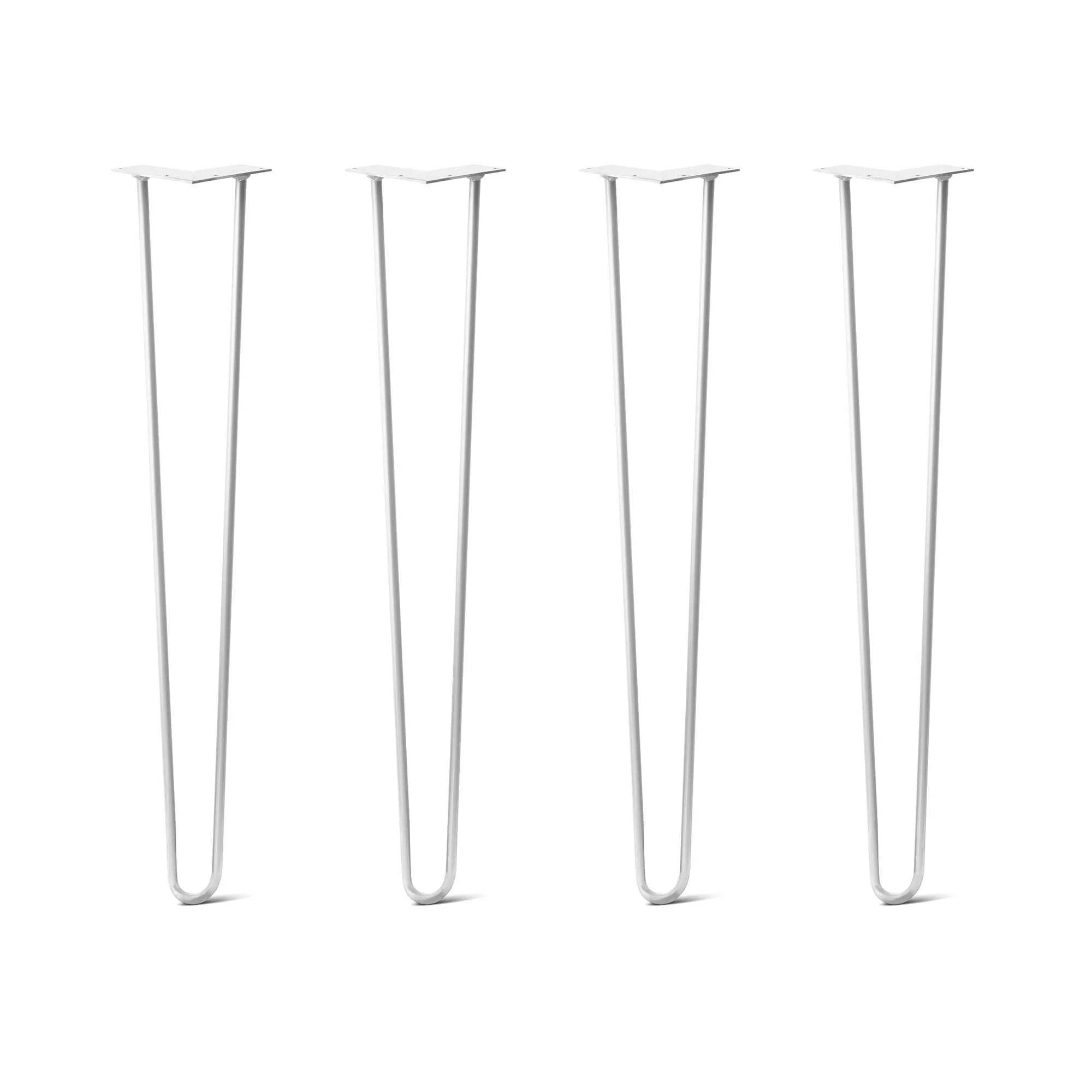 Hairpin Legs Set of 4, 2-Rod Design - White Powder Coated Finish