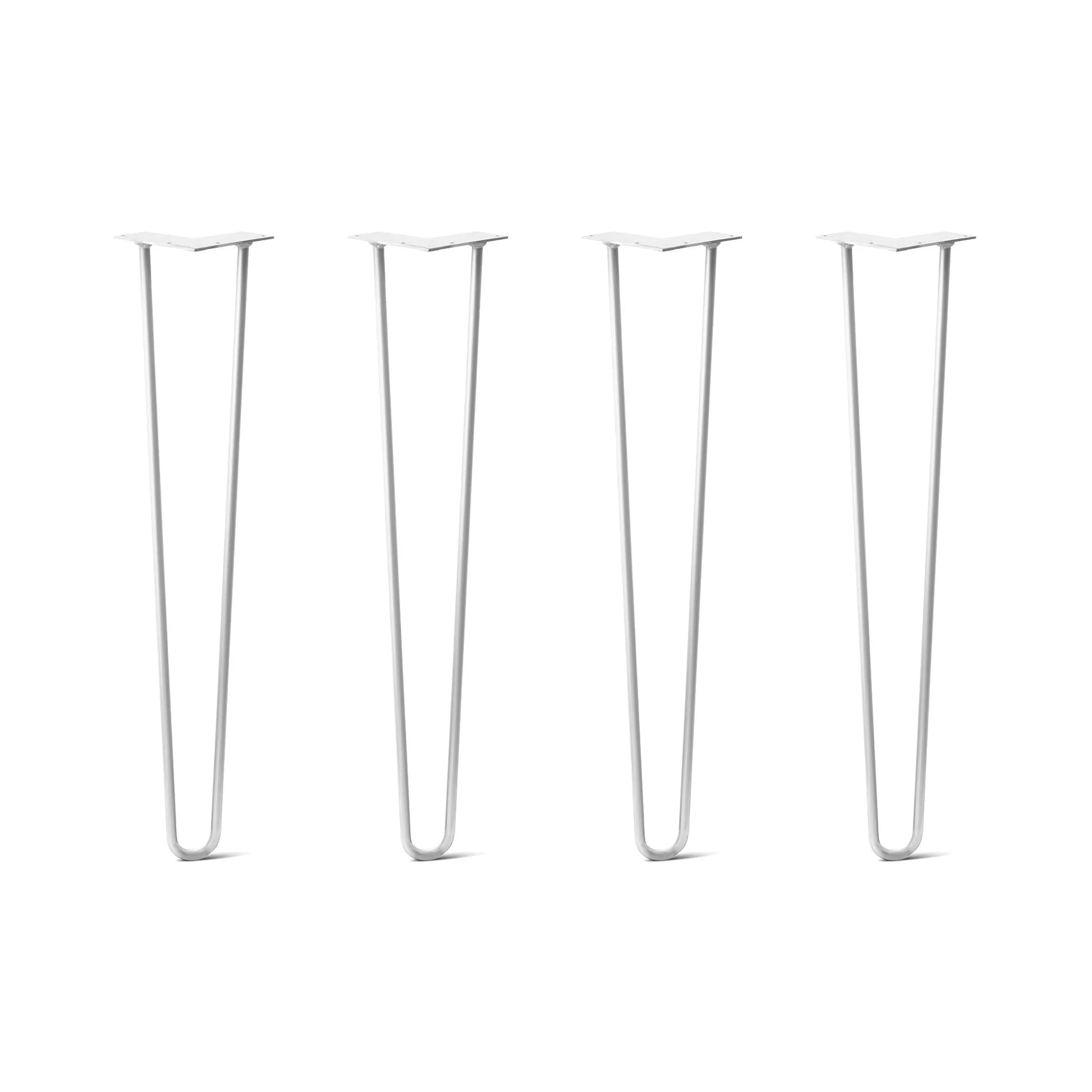 Hairpin Legs Set of 4, 2-Rod Design - White Powder Coated Finish