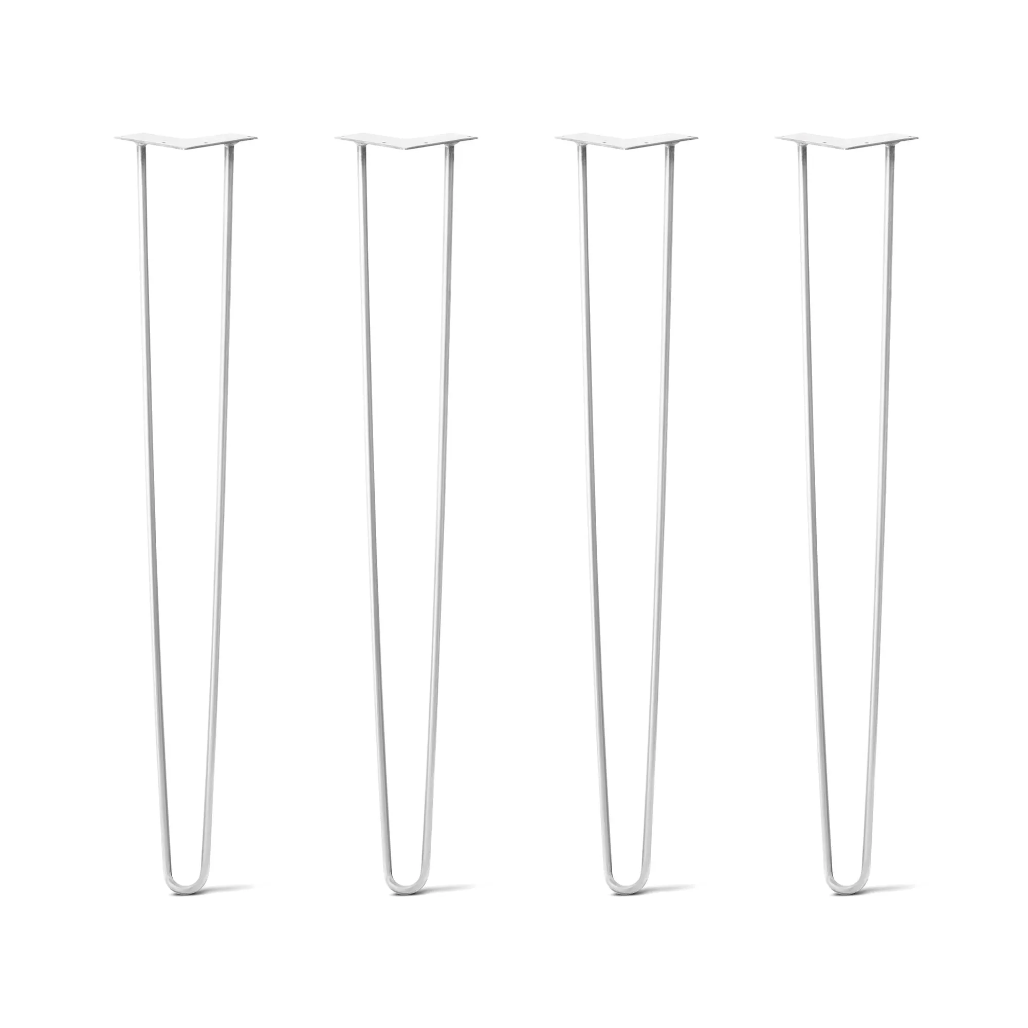 Hairpin Legs Set of 4, 2-Rod Design - White Powder Coated Finish