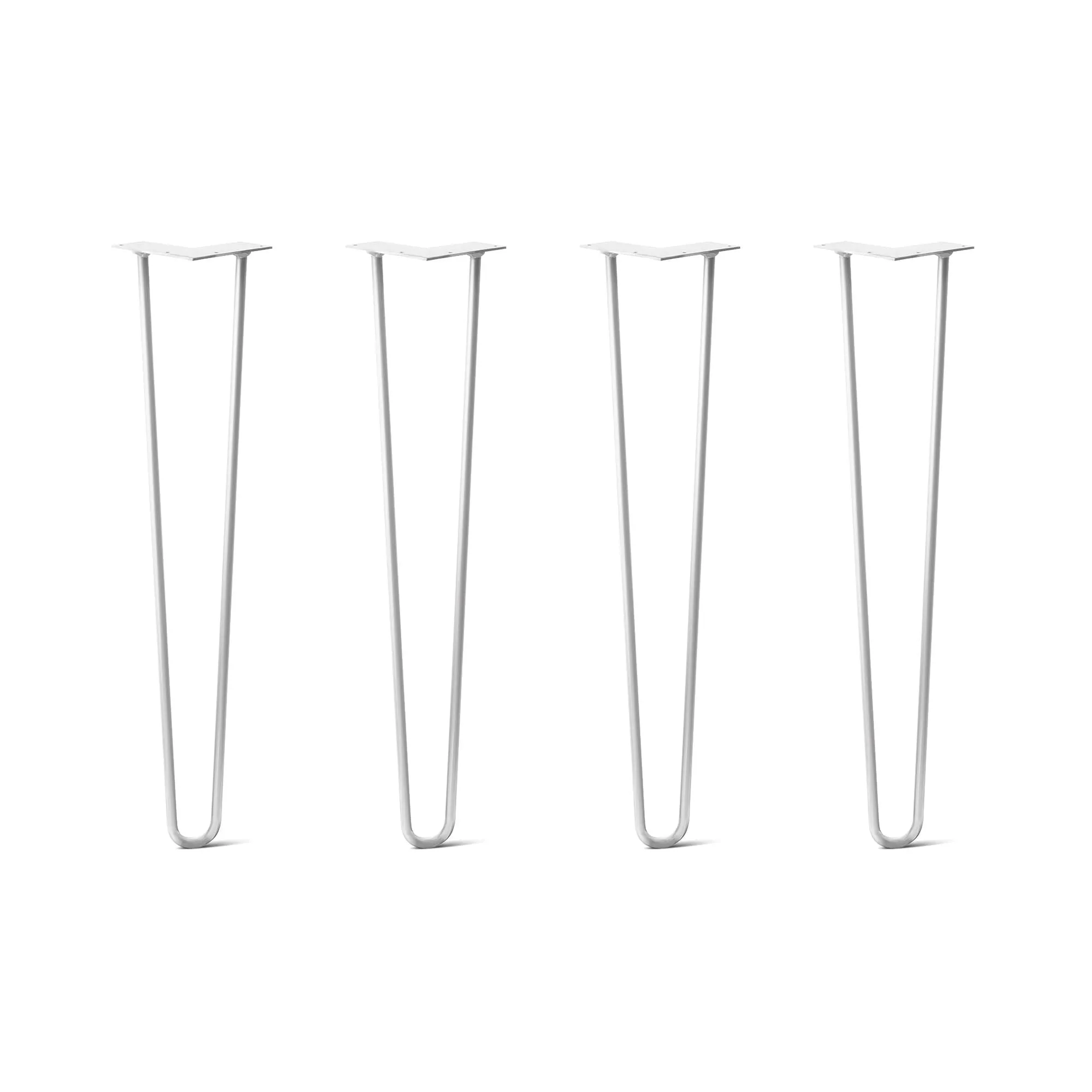 Hairpin Legs Set of 4, 2-Rod Design - White Powder Coated Finish