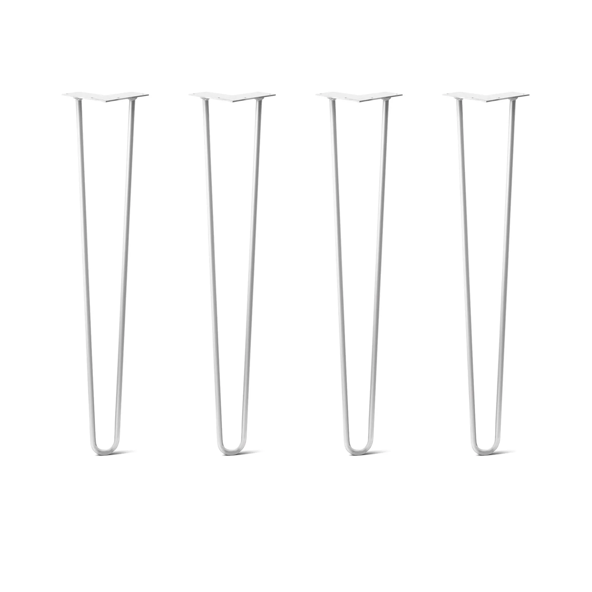 Hairpin Legs Set of 4, 2-Rod Design - White Powder Coated Finish