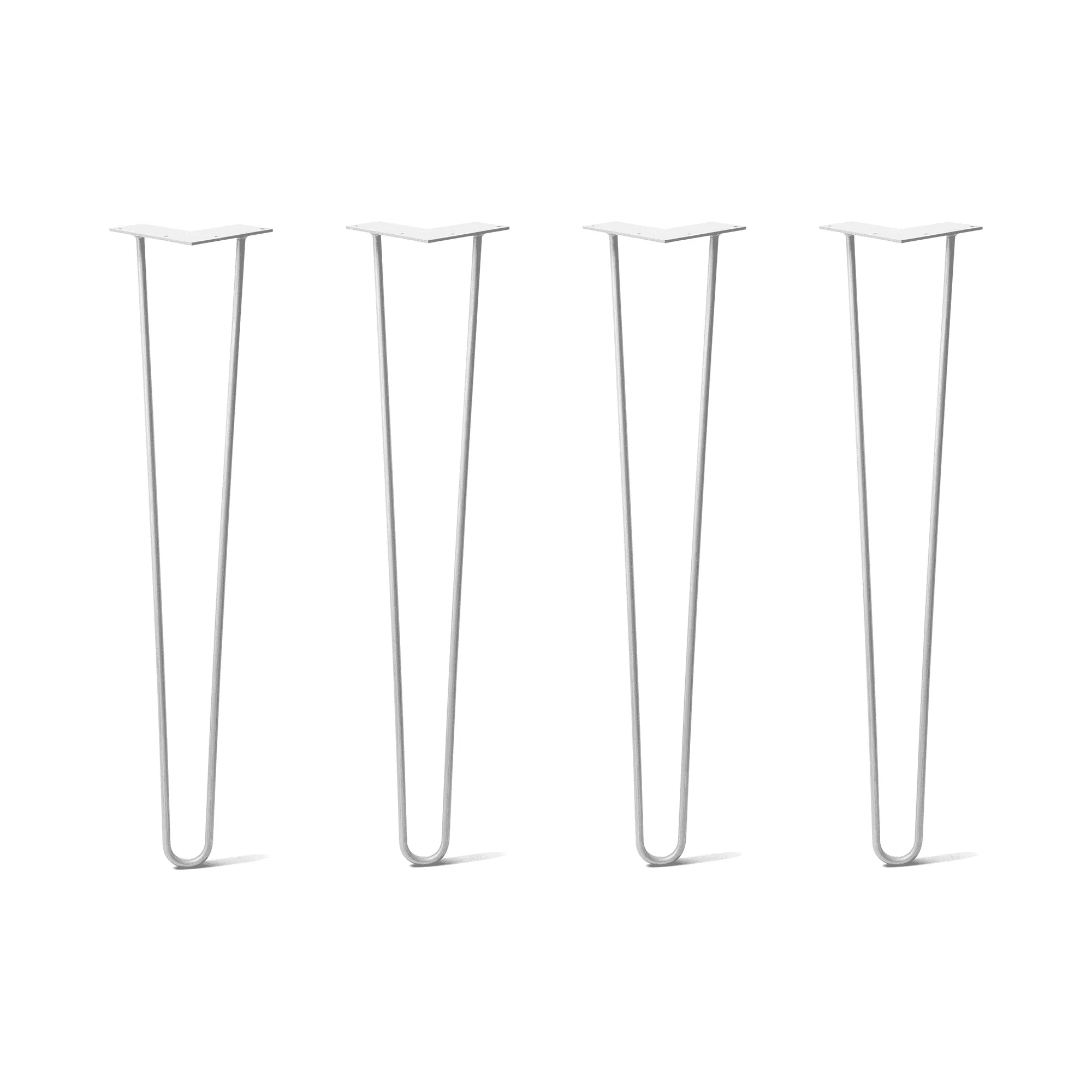 Hairpin Legs Set of 4, 2-Rod Design - White Powder Coated Finish