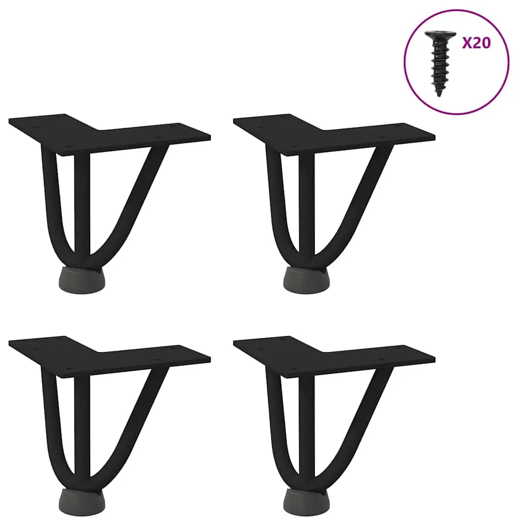 Hairpin Table Legs 4 pcs Black 10 cm Solid Steel