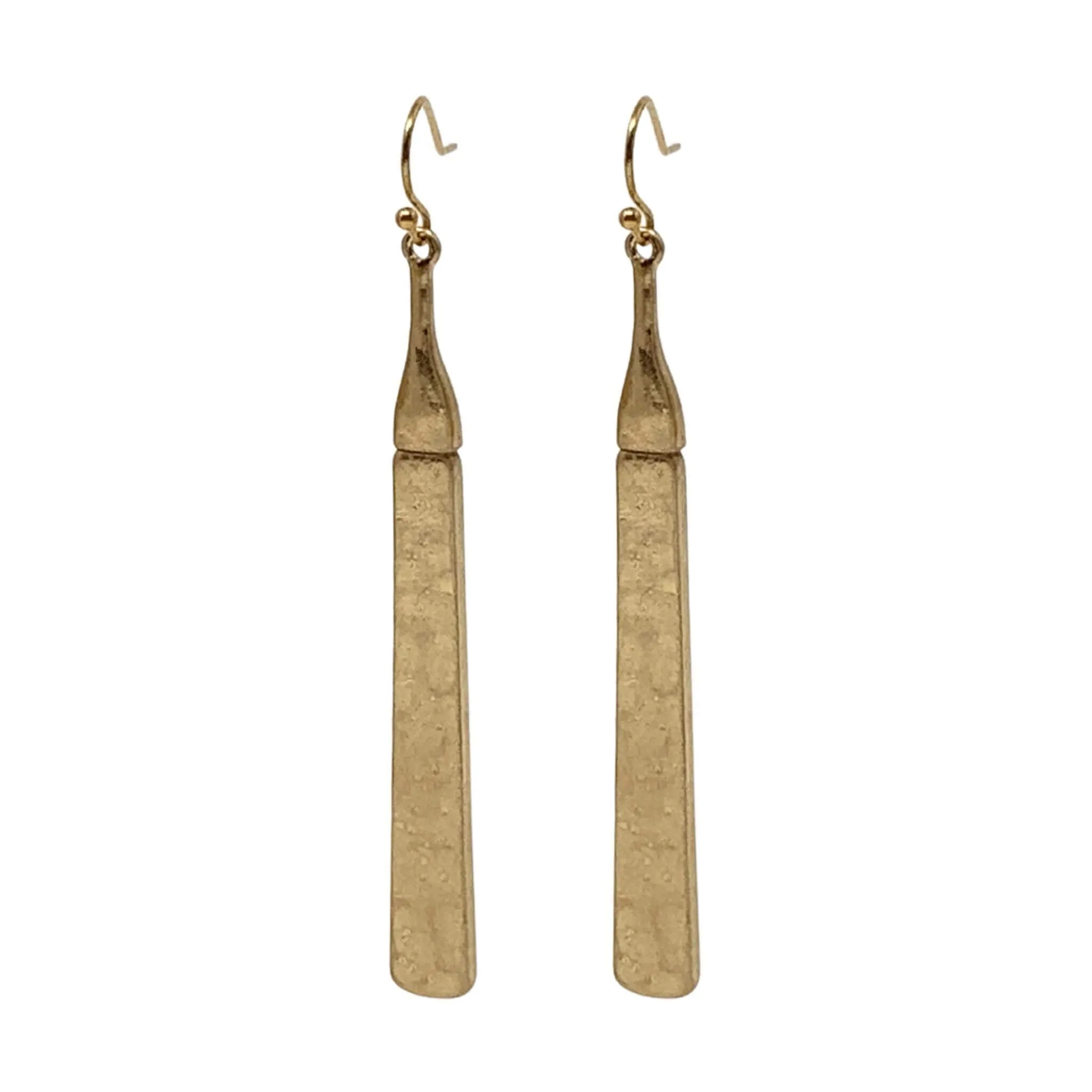 Hammered Bar Dangle Earrings