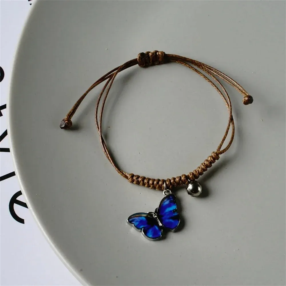 Handmade Butterfly Ceramic Beaded Bracelet Boho Adjustable Friendship Braided Bracelets Anklet Summer Women Girl Jewelry Gifts