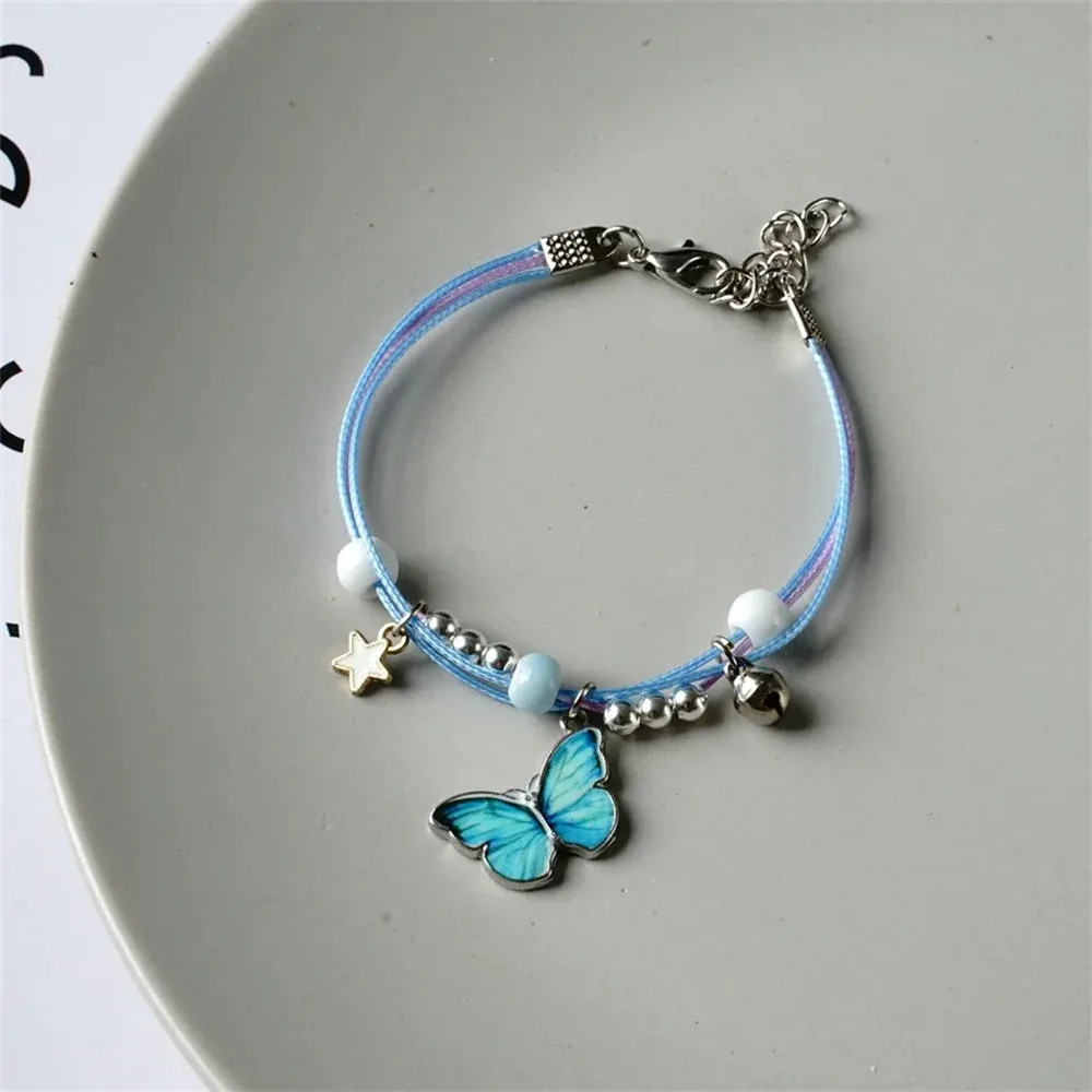 Handmade Butterfly Ceramic Beaded Bracelet Boho Adjustable Friendship Braided Bracelets Anklet Summer Women Girl Jewelry Gifts