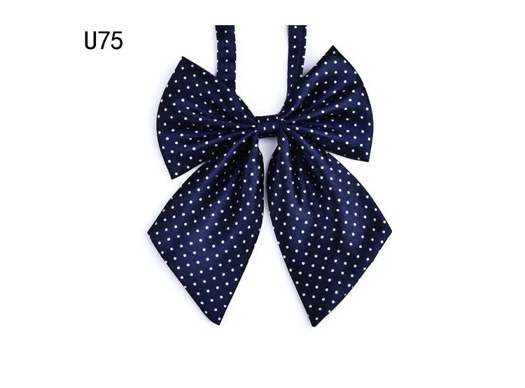 Hot Sale Bow Tie For Women High School Girl Student Cosplay Uniform Formal Suit Accessories Cravat Butterfly Knot Striped Blue