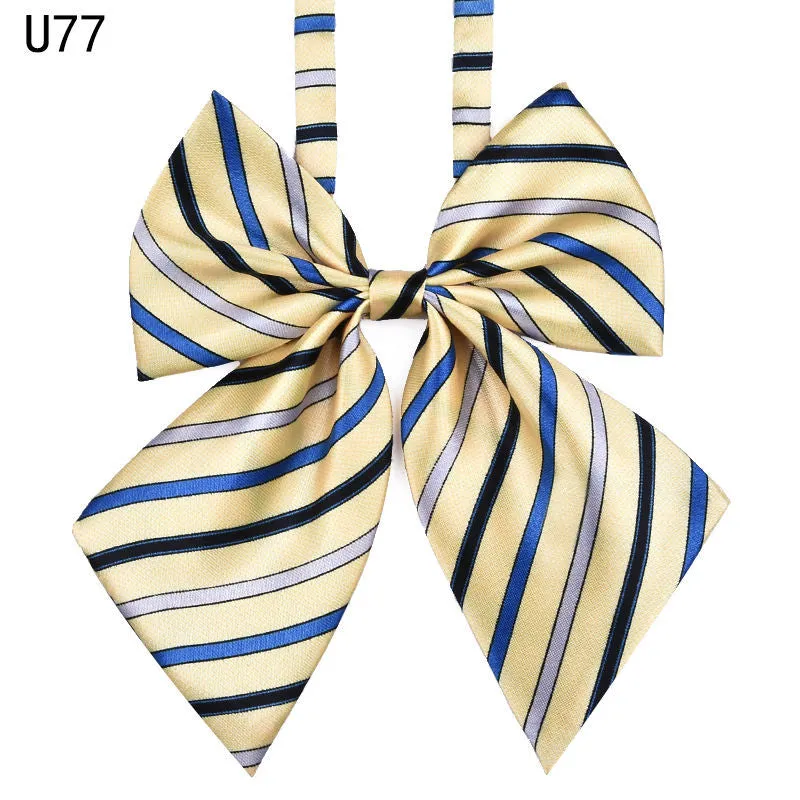 Hot Sale Bow Tie For Women High School Girl Student Cosplay Uniform Formal Suit Accessories Cravat Butterfly Knot Striped Blue