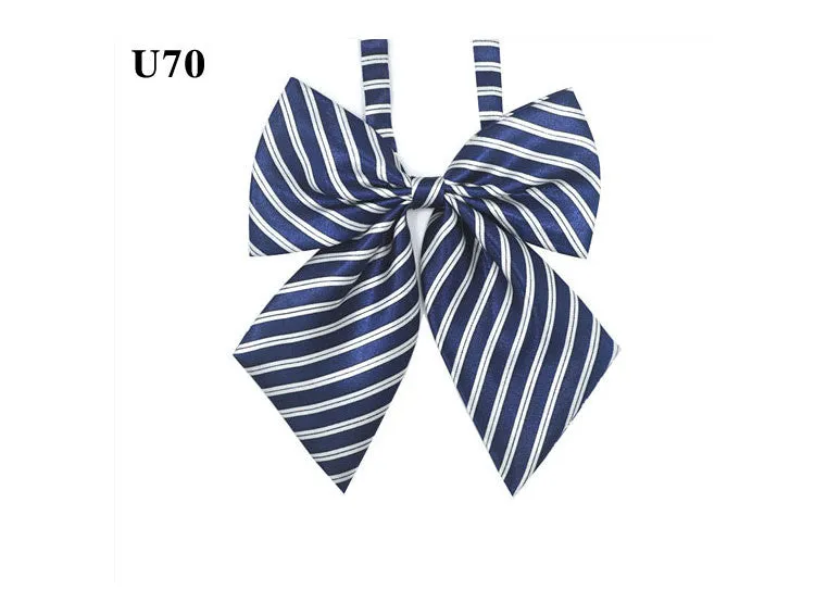 Hot Sale Bow Tie For Women High School Girl Student Cosplay Uniform Formal Suit Accessories Cravat Butterfly Knot Striped Blue